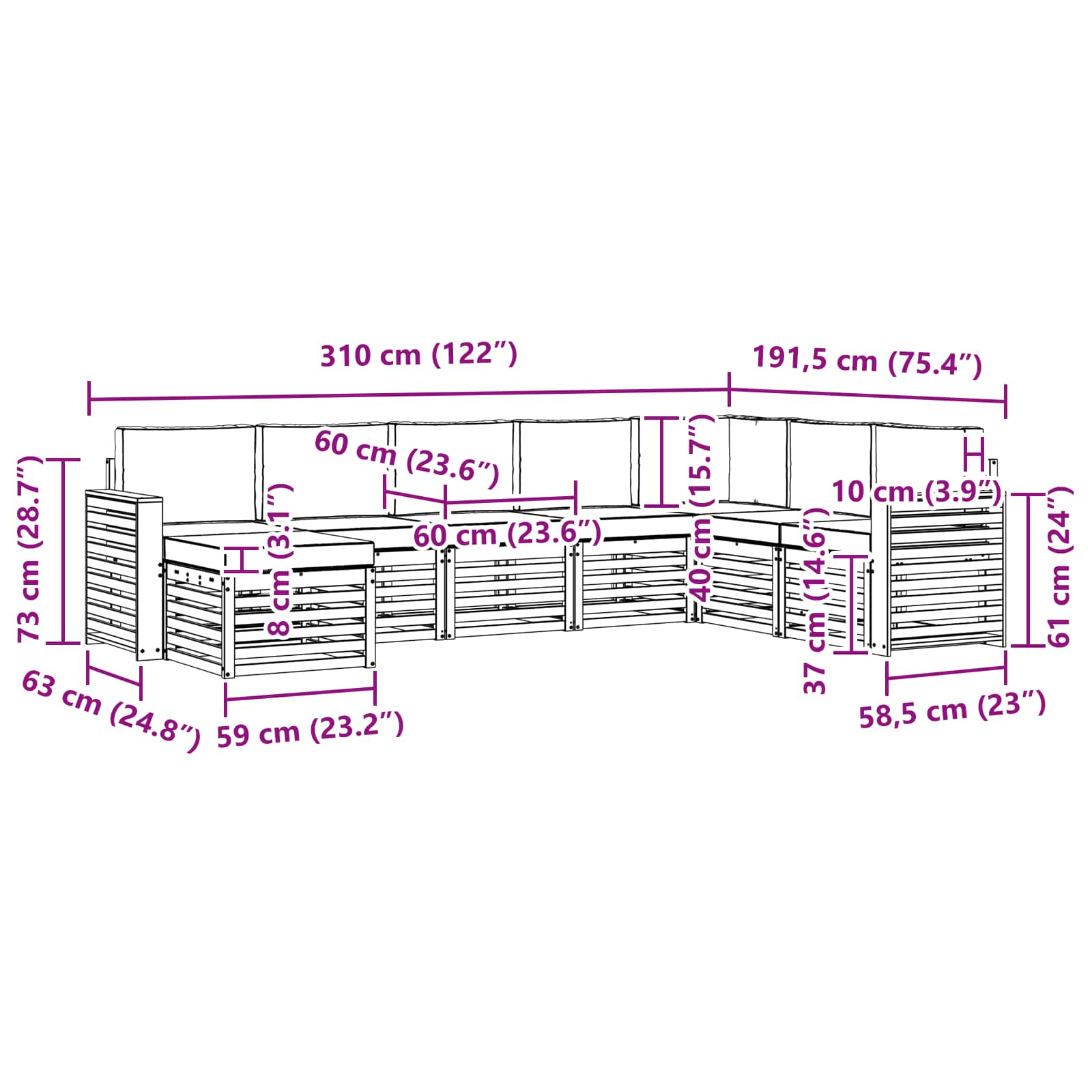 Set vanjskih sofa 8 pcs Prirodna i bež Čvrsto drvo akacije