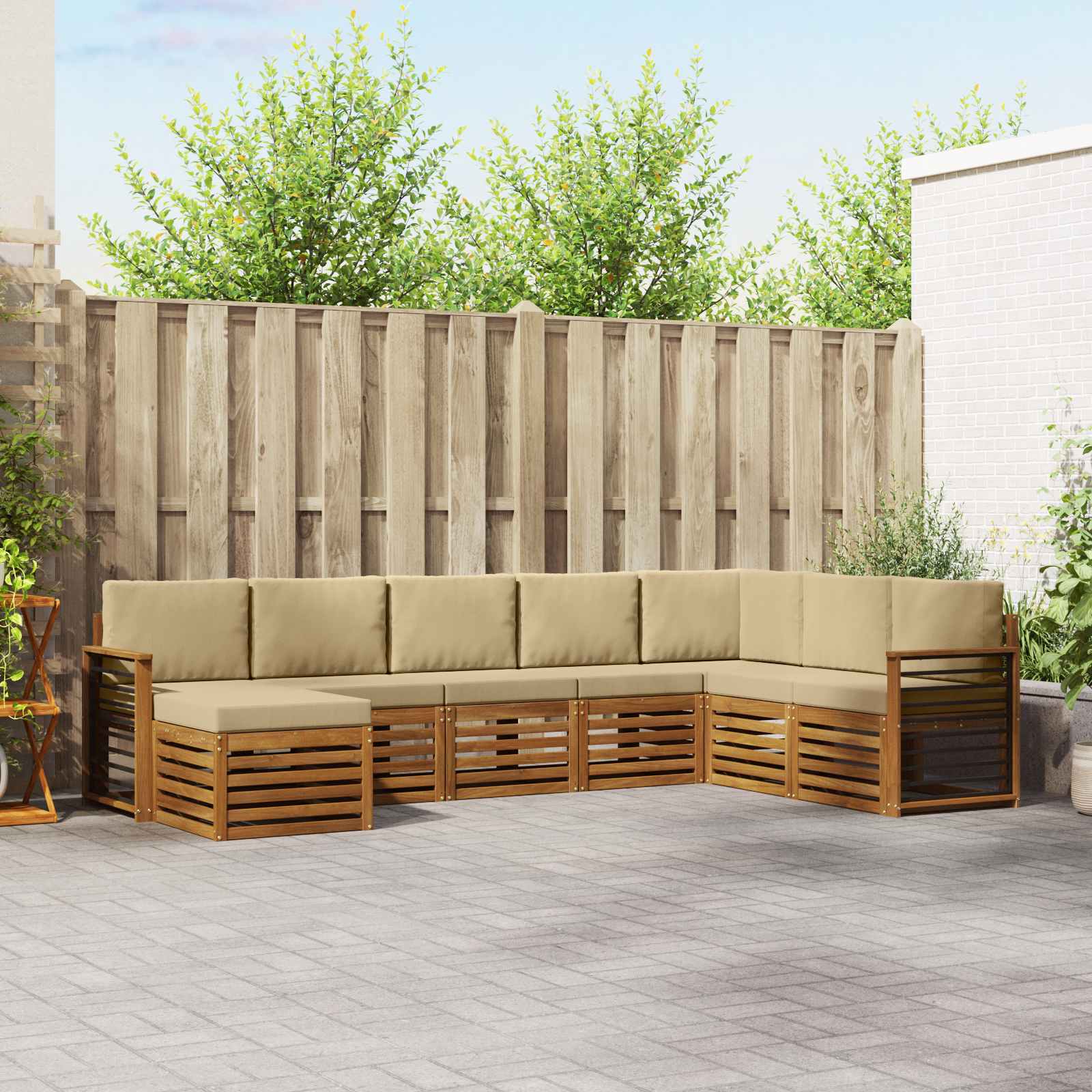 Set vanjskih sofa 8 pcs Prirodna i bež Čvrsto drvo akacije