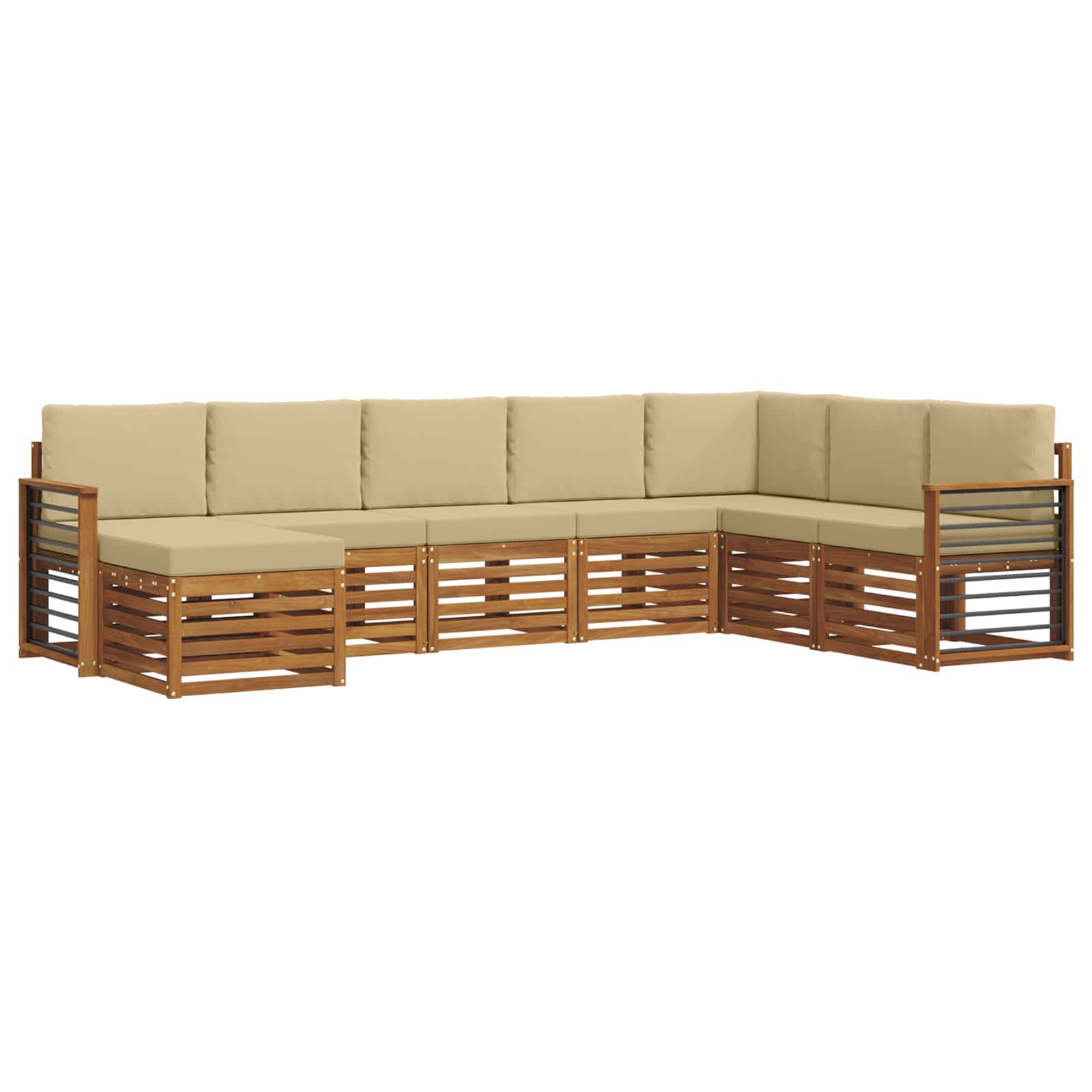 Set vanjskih sofa 8 pcs Prirodna i bež Čvrsto drvo akacije