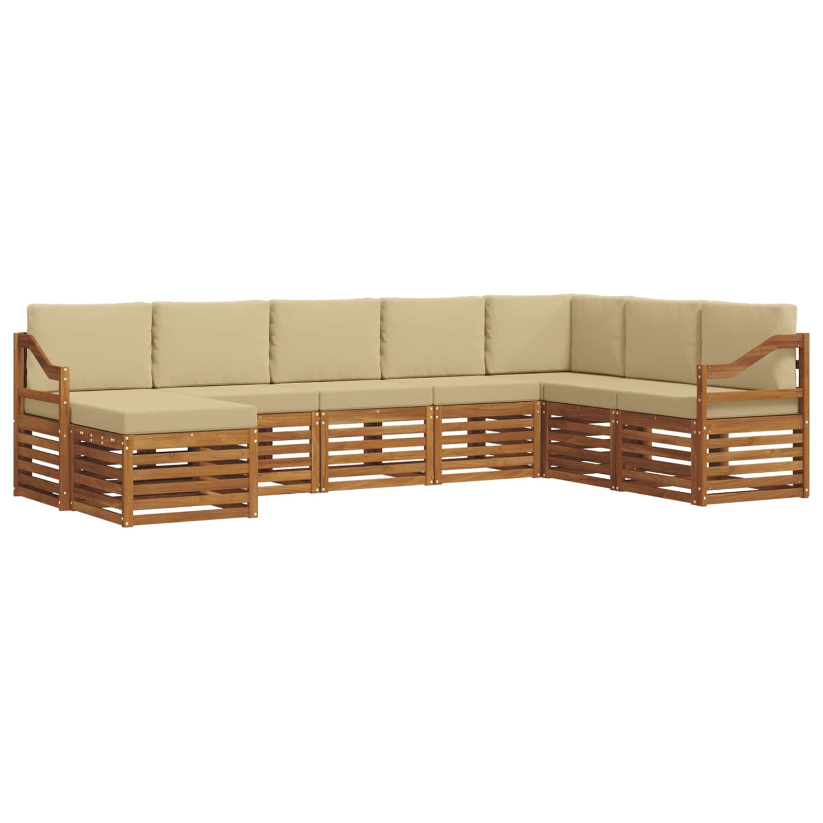 Set vanjskih sofa 8 pcs Prirodna i bež Čvrsto drvo akacije