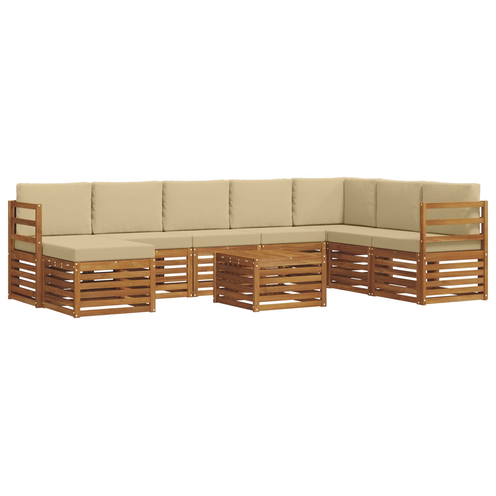 Set vanjskih sofa 9 pcs Prirodna i bež Čvrsto drvo akacije