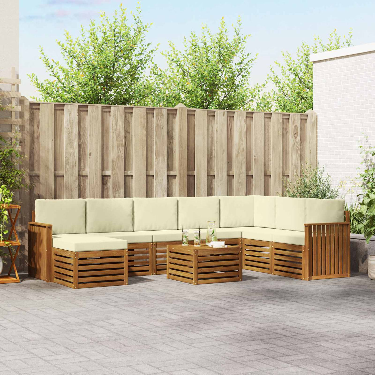 Set vanjskih sofa 9 kom. Prirodna i krem
