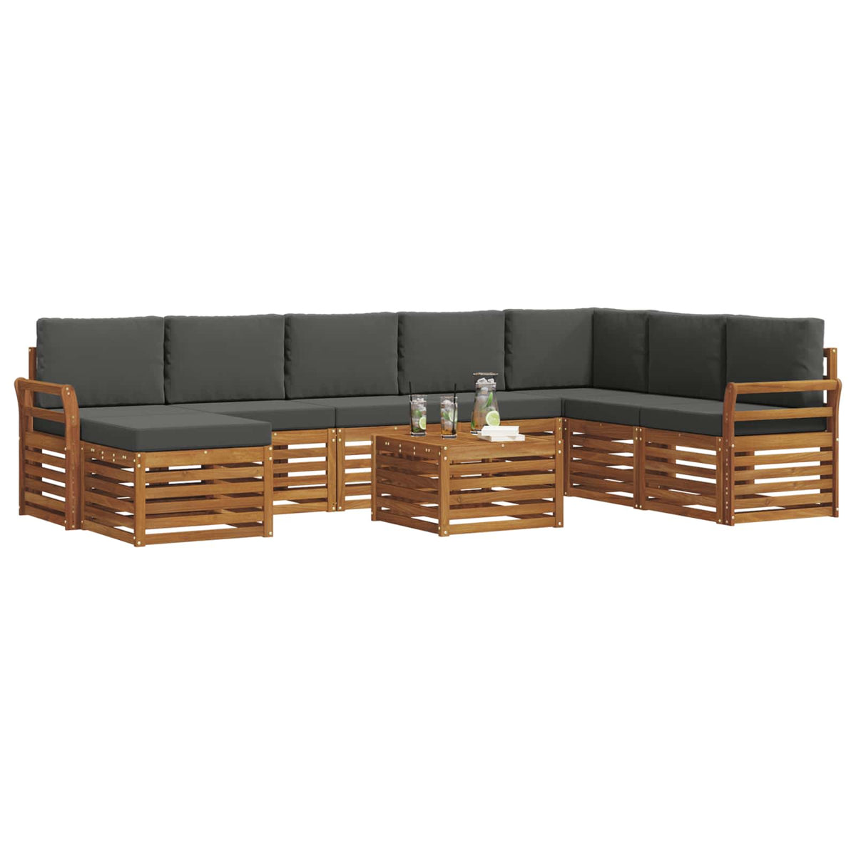 Set vanjskih sofa 9 kom. Prirodna i antracit
