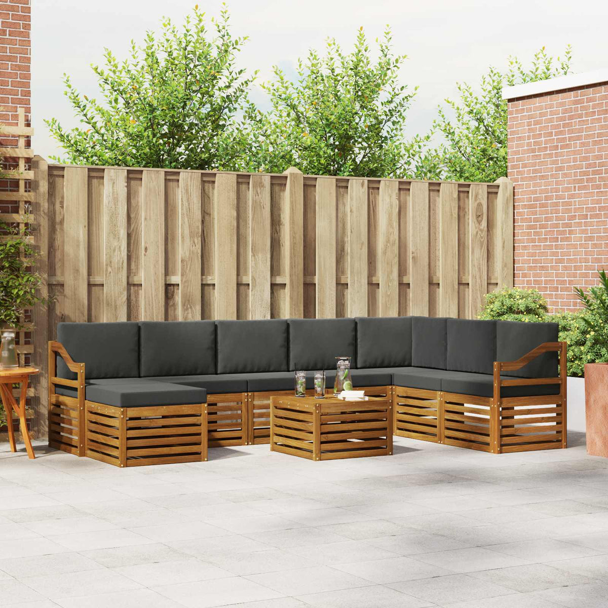 Set vanjskih sofa 9 kom. Prirodna i antracit