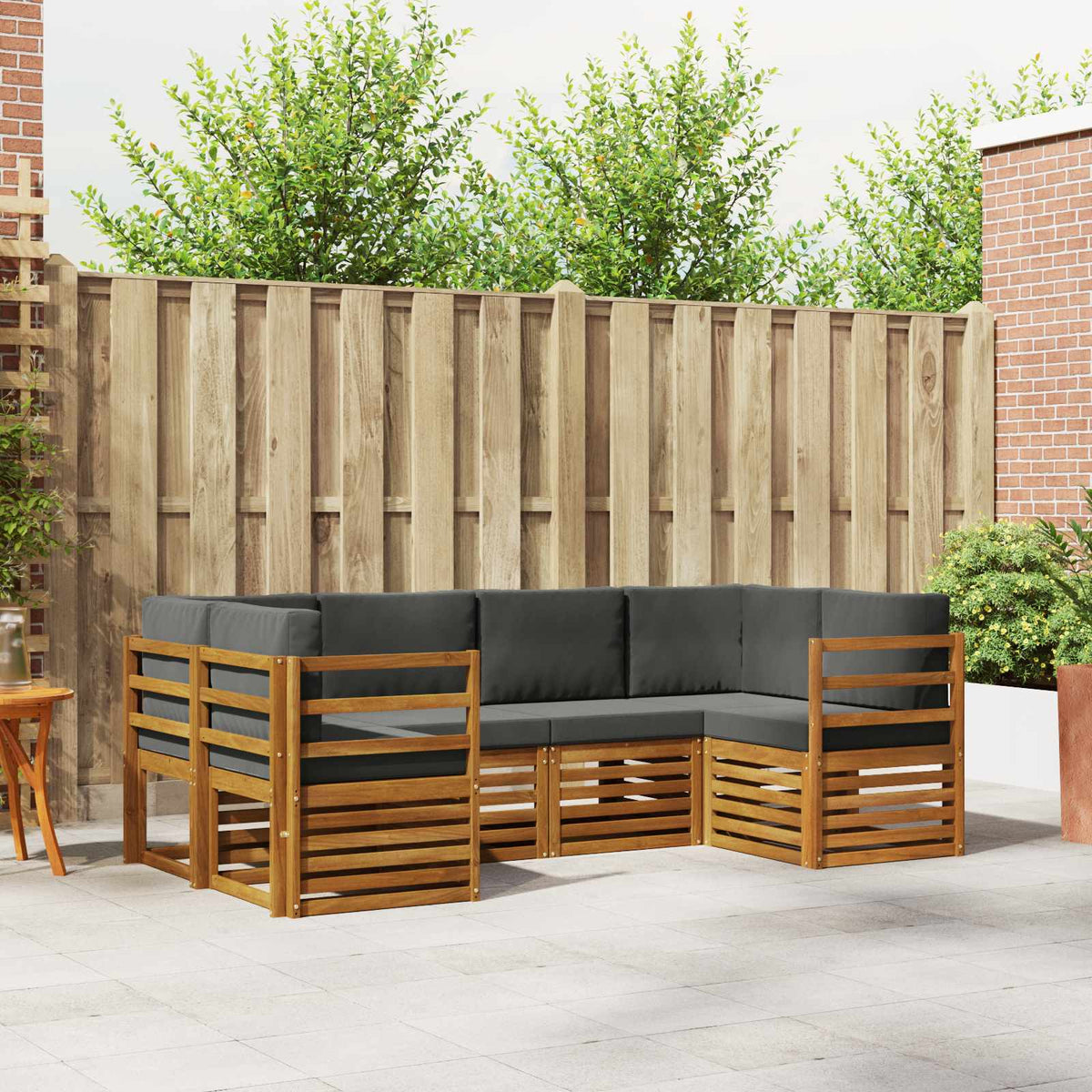 Set vanjskih sofa 6 kom. Prirodna i antracit Smeđa 245 x 126,5 x 73 cm