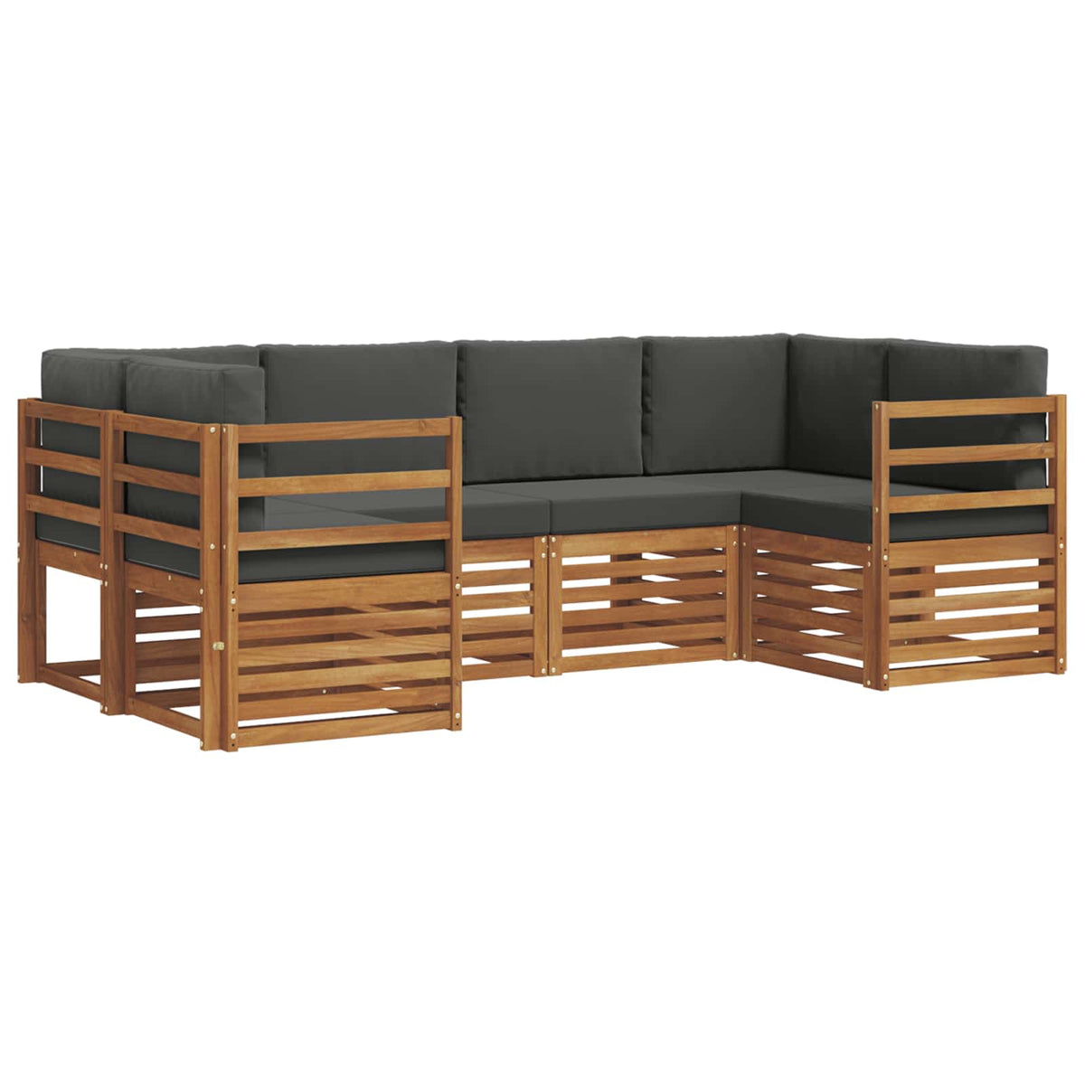 Set vanjskih sofa 6 kom. Prirodna i antracit Smeđa 245 x 126,5 x 73 cm