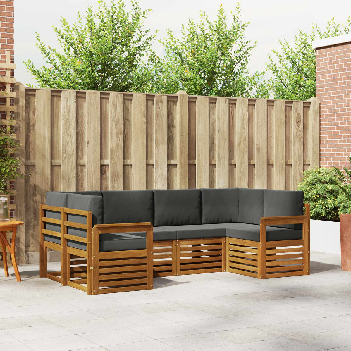 Set vanjskih sofa 6 kom. Prirodna i antracit Smeđa 245 x 128,5 x 73 cm