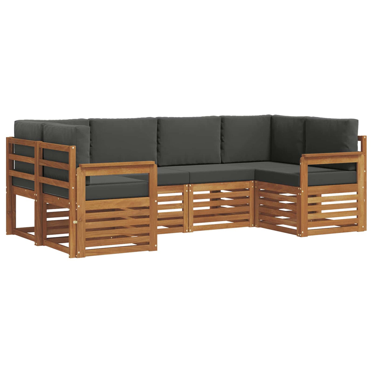 Set vanjskih sofa 6 kom. Prirodna i antracit Smeđa 245 x 128,5 x 73 cm