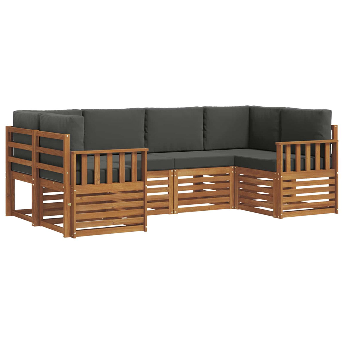 Set vanjskih sofa 6 kom. Prirodna i antracit Smeđa 245 x 128,5 x 73 cm