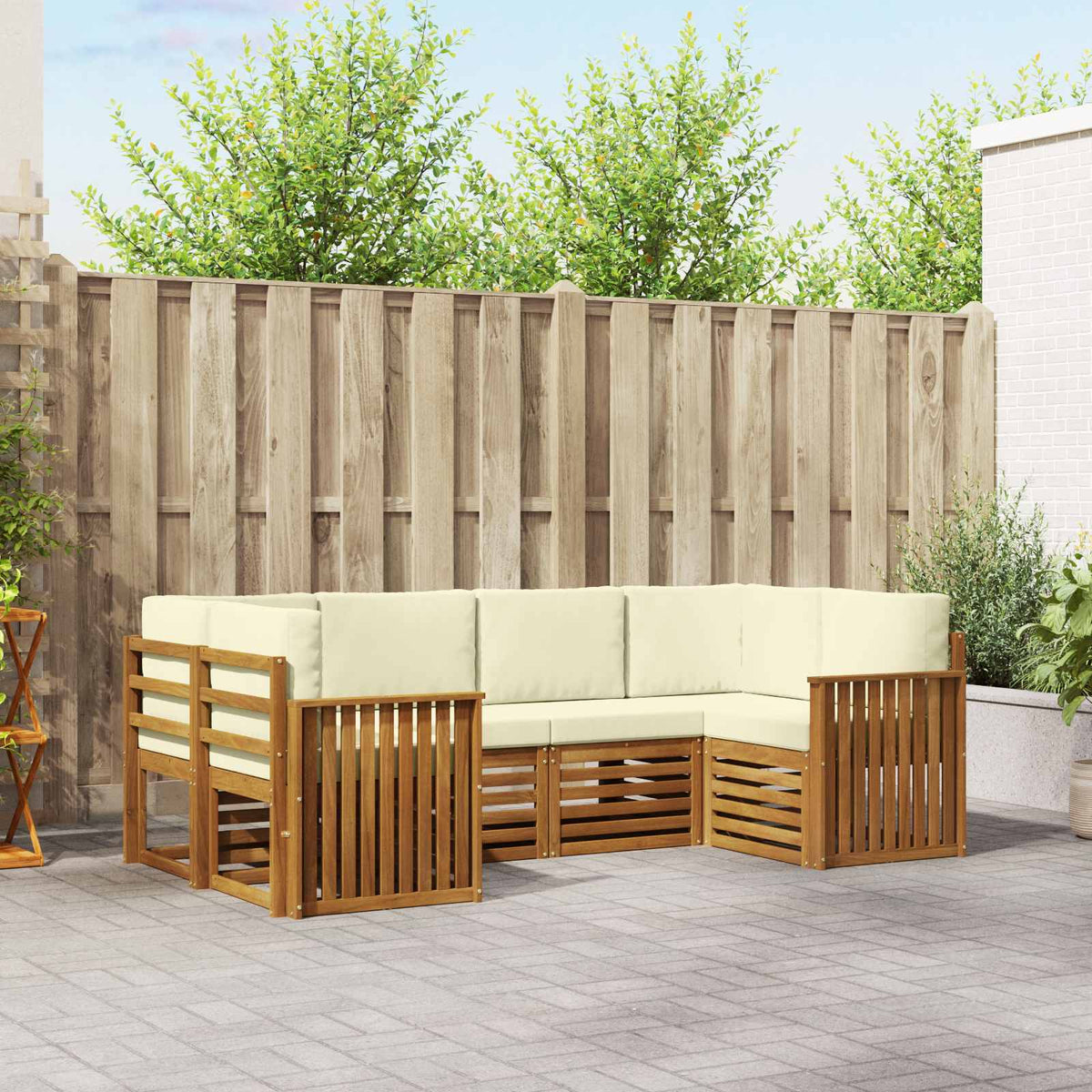 Set vanjskih sofa 6 kom. Prirodna i krem