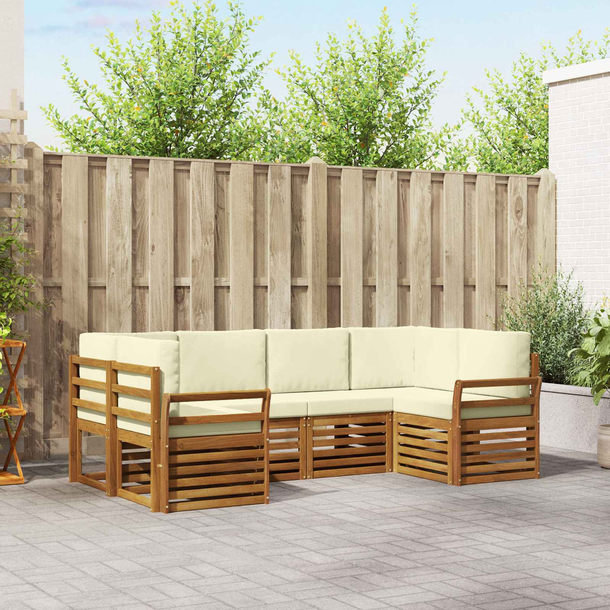 Set vanjskih sofa 6 kom. Prirodna i krem Smeđa 245 x 130,5 x 73 cm