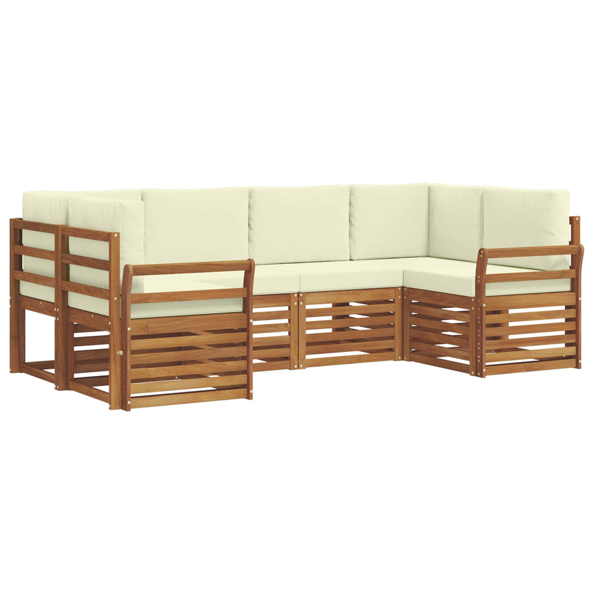 Set vanjskih sofa 6 kom. Prirodna i krem Smeđa 245 x 130,5 x 73 cm