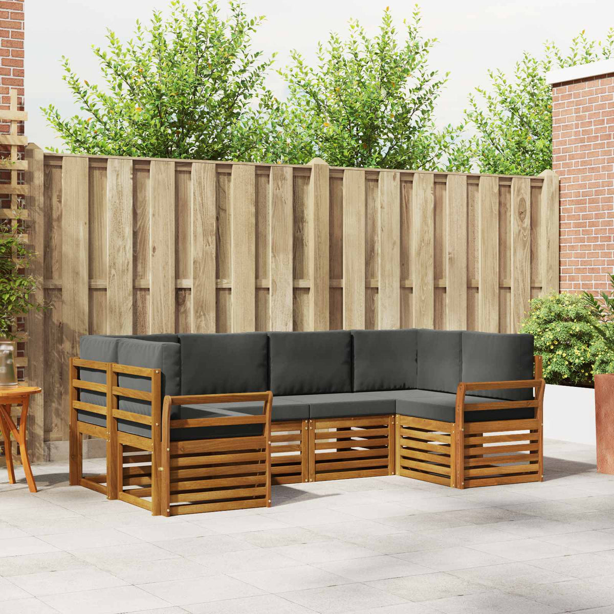 Set vanjskih sofa 6 kom. Prirodna i antracit Smeđa 245 x 130,5 x 73 cm