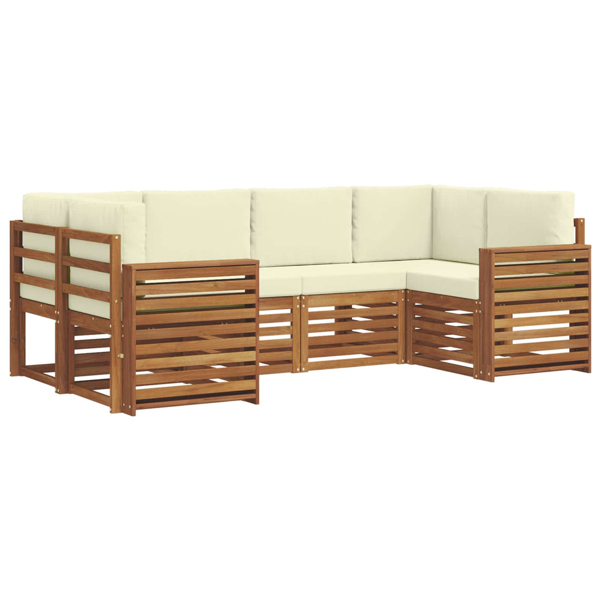 Set vanjskih sofa 6 kom. Prirodna i krem Smeđa 245 x 132,5 x 73 cm