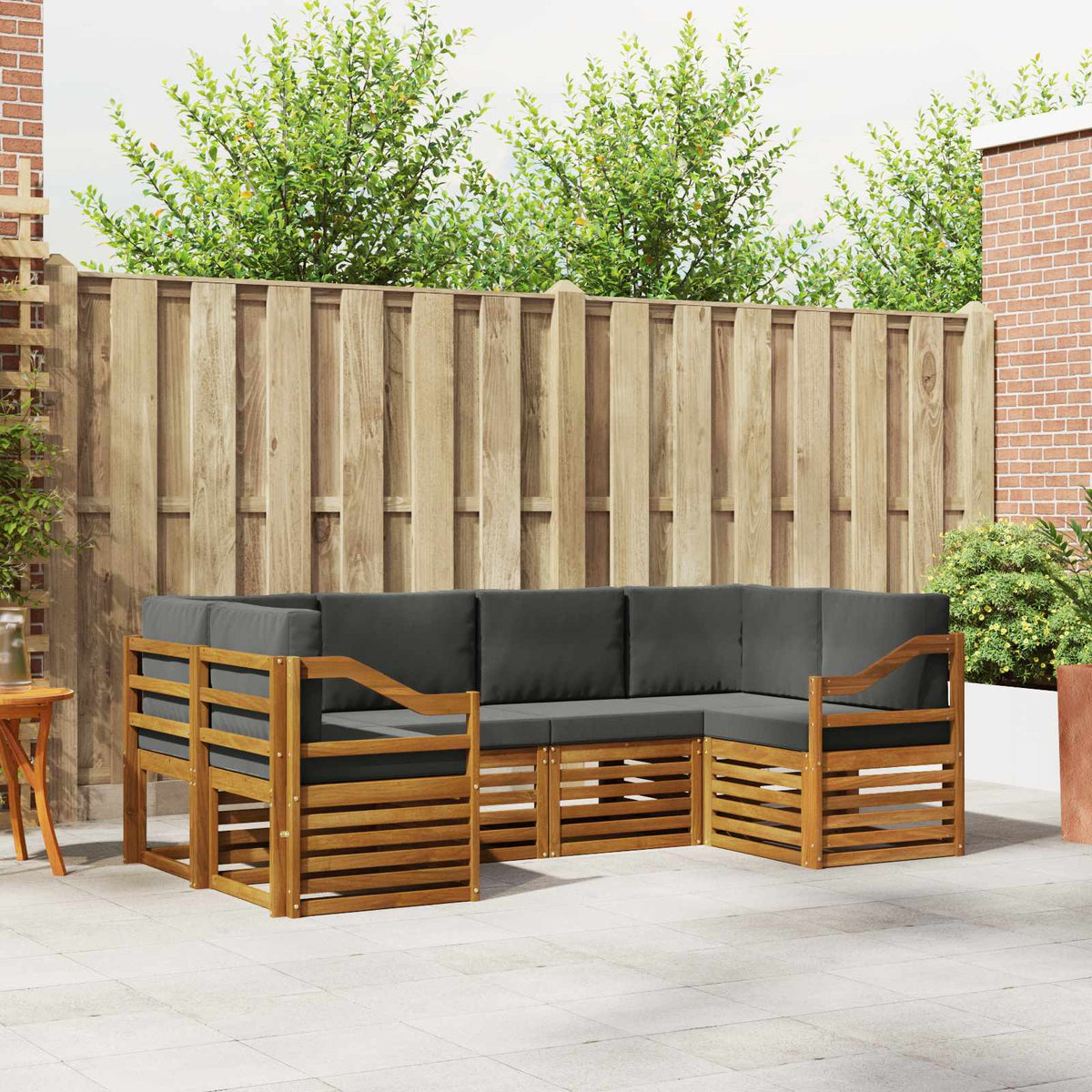 Set vanjskih sofa 6 kom. Prirodna i antracit Smeđa 245 x 126,5 x 73 cm