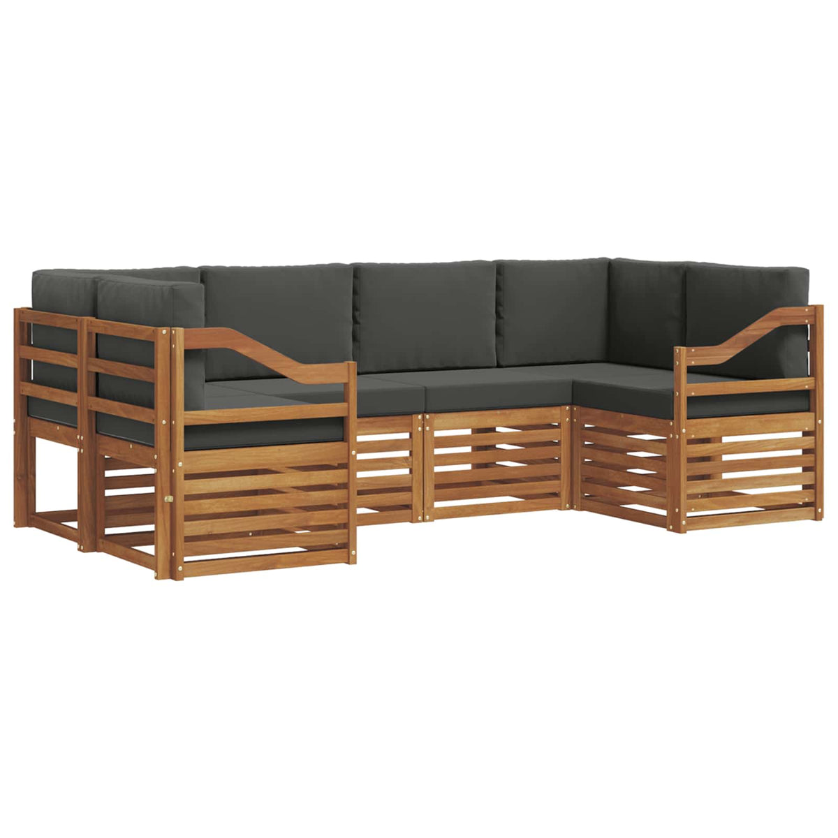 Set vanjskih sofa 6 kom. Prirodna i antracit Smeđa 245 x 126,5 x 73 cm
