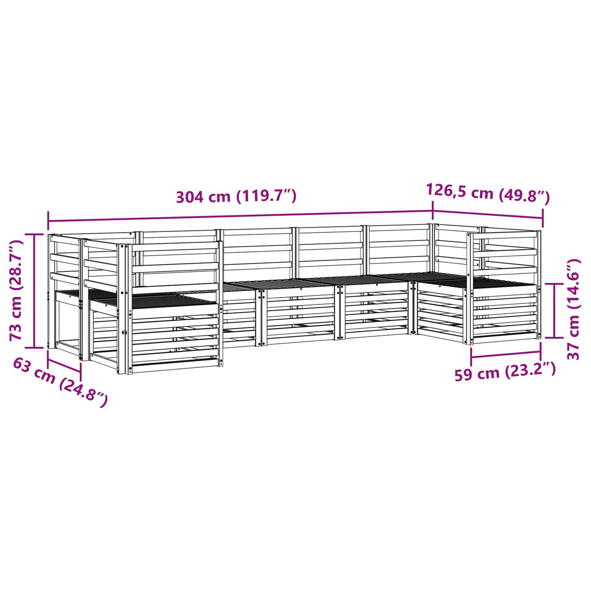 Sekcijska garnitura 7 pcs Prirodna