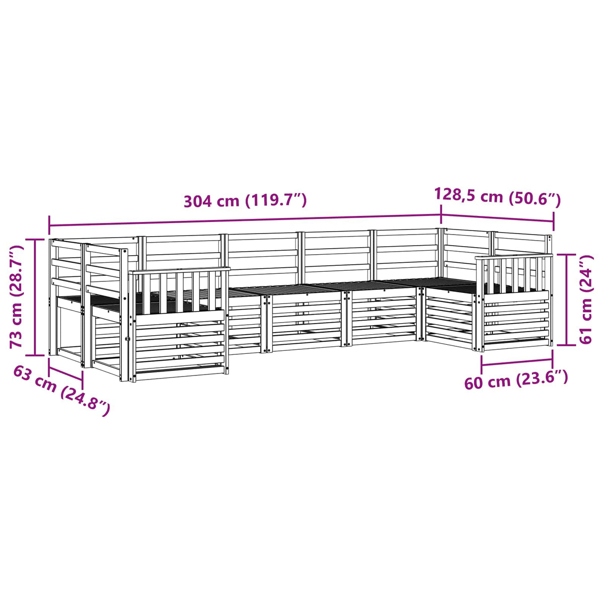 Sekcijska garnitura 7 pcs Prirodna