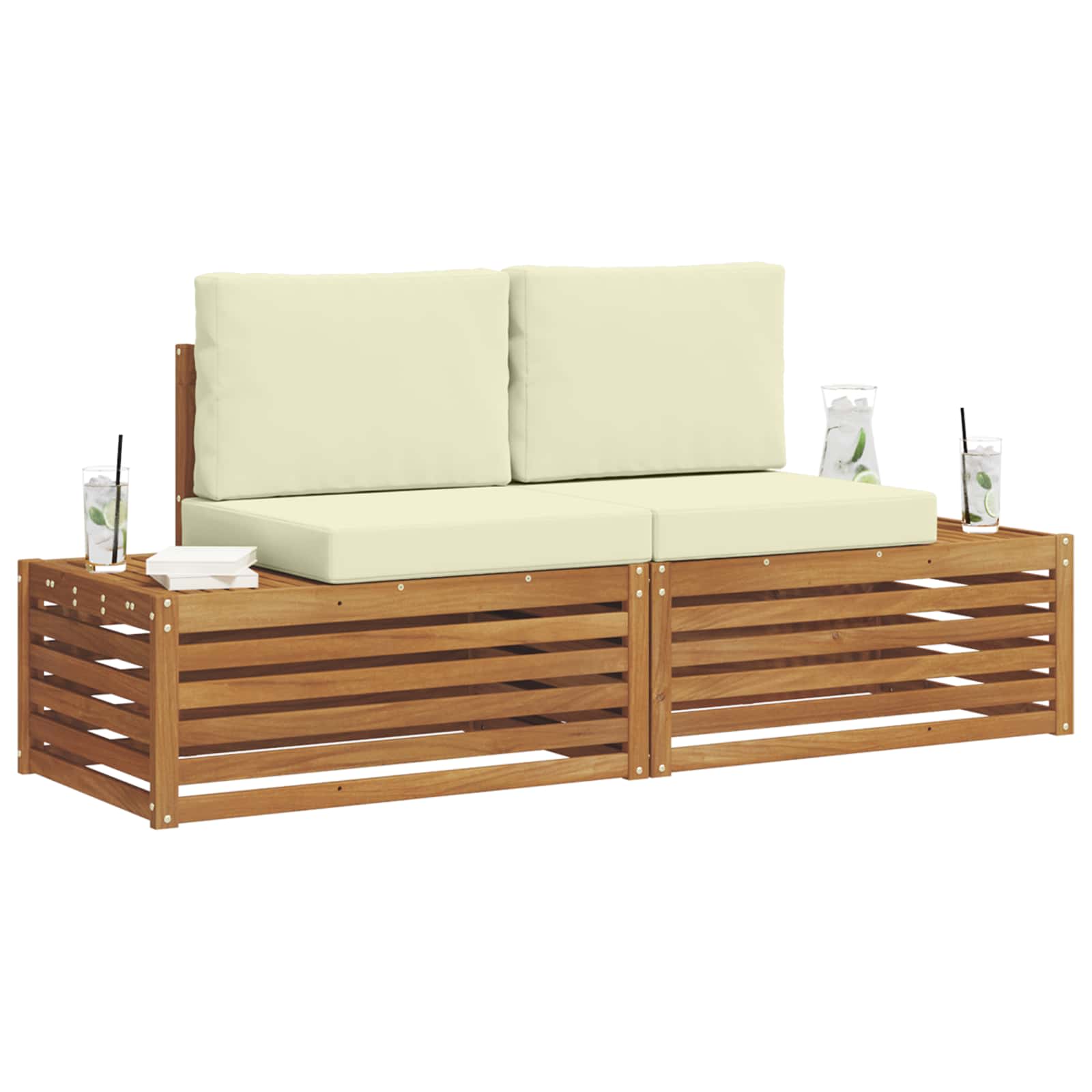 Set vanjskih sofa s jastukom 2 Komad Prirodna i krem