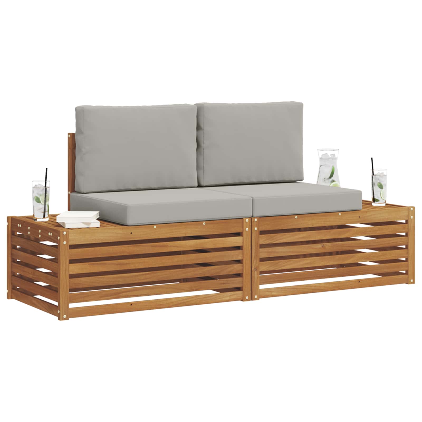 Set vanjskih sofa s jastukom 2 Komad Prirodna i svijetlo siva