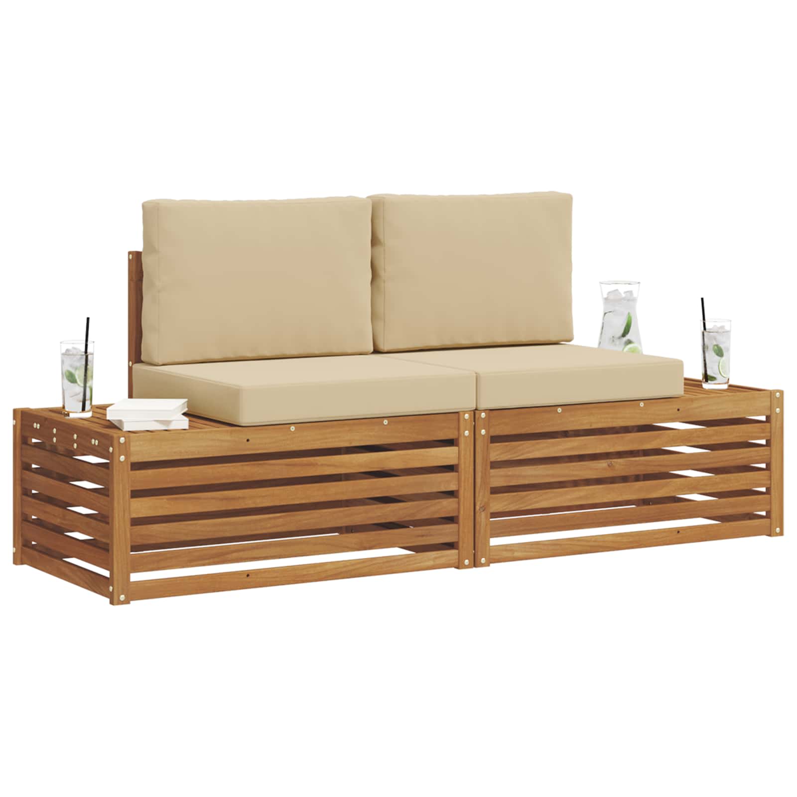 Set vanjskih sofa s jastukom 2 Komad Prirodna i bež