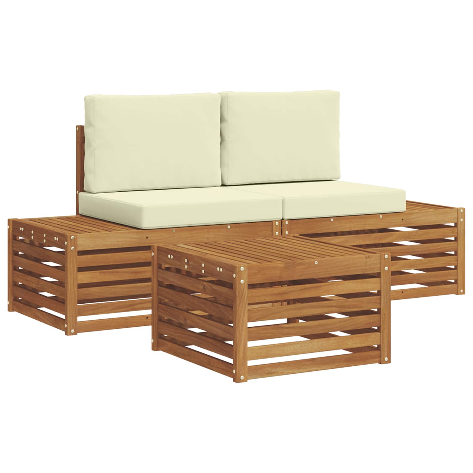 Set vanjskih sofa s jastukom Prirodna i krem 59 x 59 x 37 cm