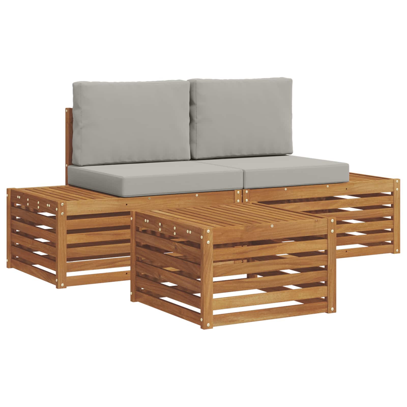Set vanjskih sofa Prirodna i svijetlo siva 59 x 59 x 37 cm