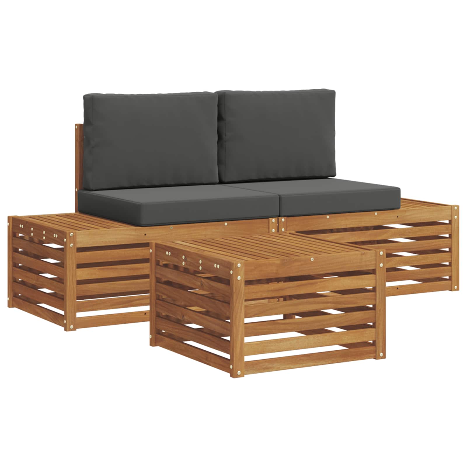 Set vanjskih sofa Prirodna i antracit 59 x 59 x 37 cm
