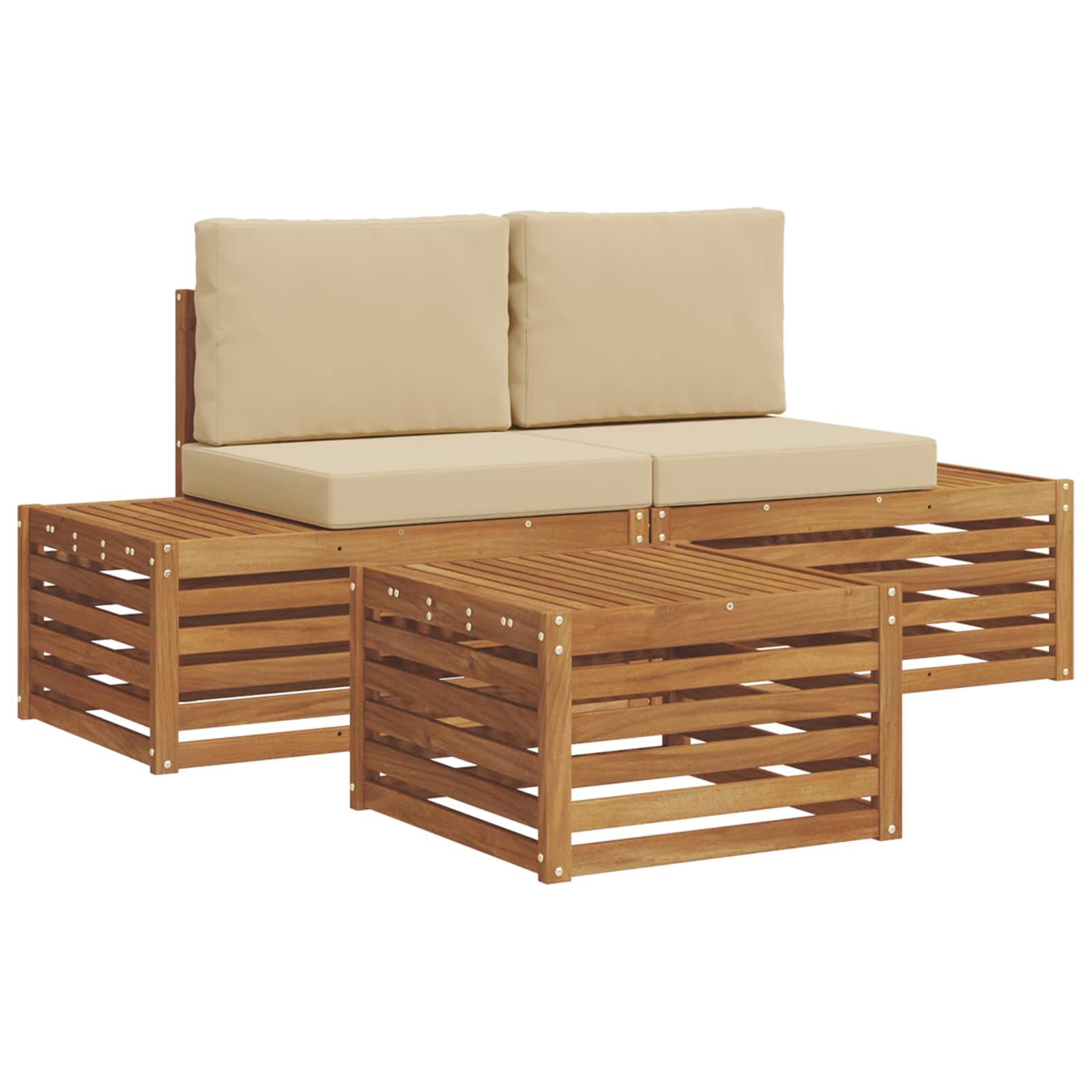 Set vanjskih sofa s jastukom Prirodna i bež 59 x 59 x 37 cm