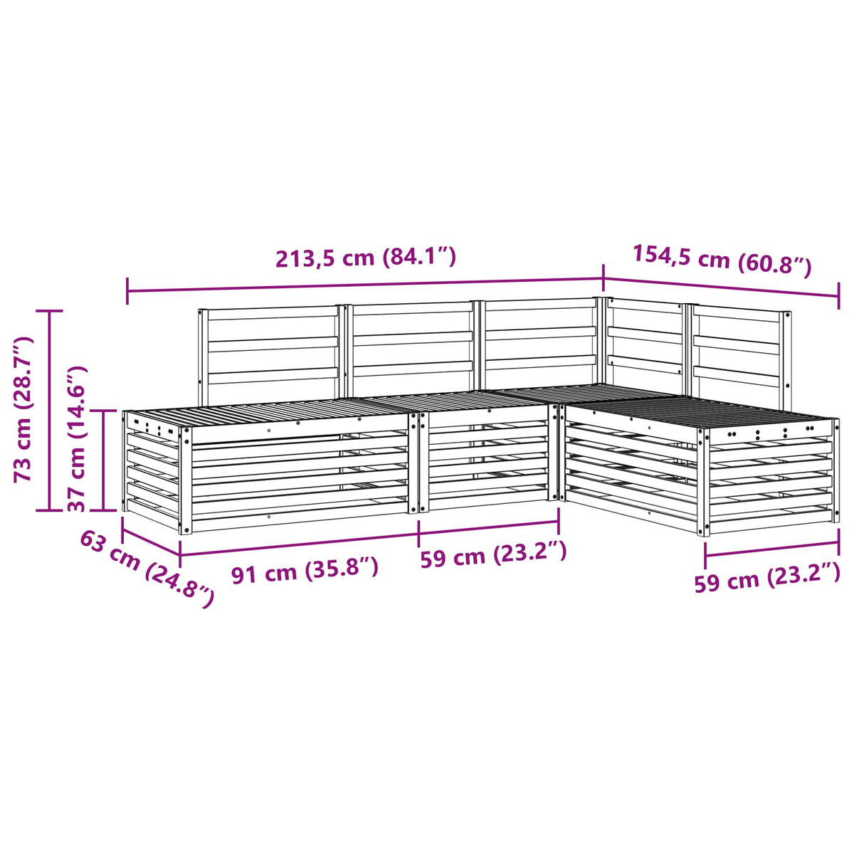 Set vanjskih sofa 4 Komad Prirodna Čvrsto drvo akacije