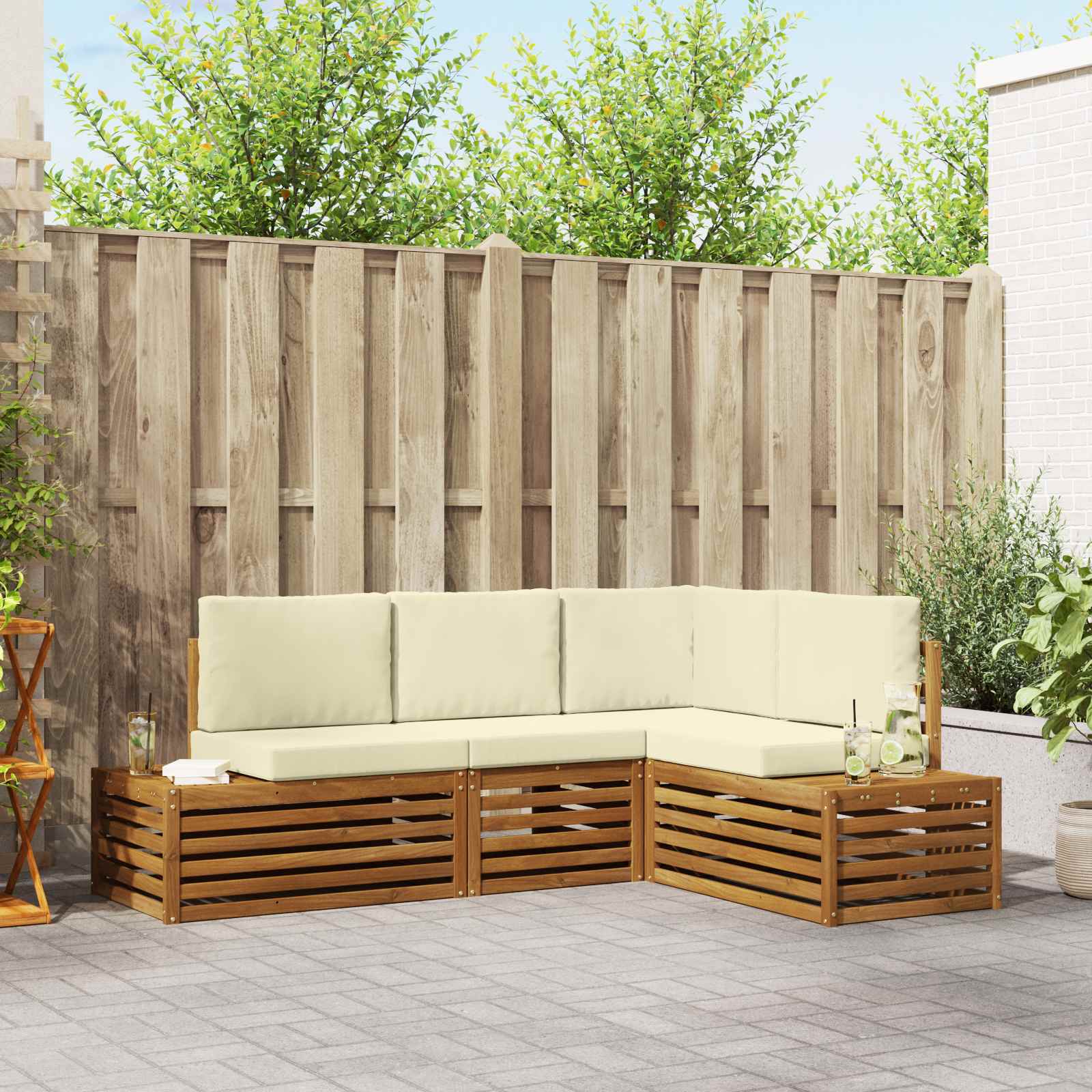 Set vanjskih sofa s jastukom 4 Komad Prirodna i krem