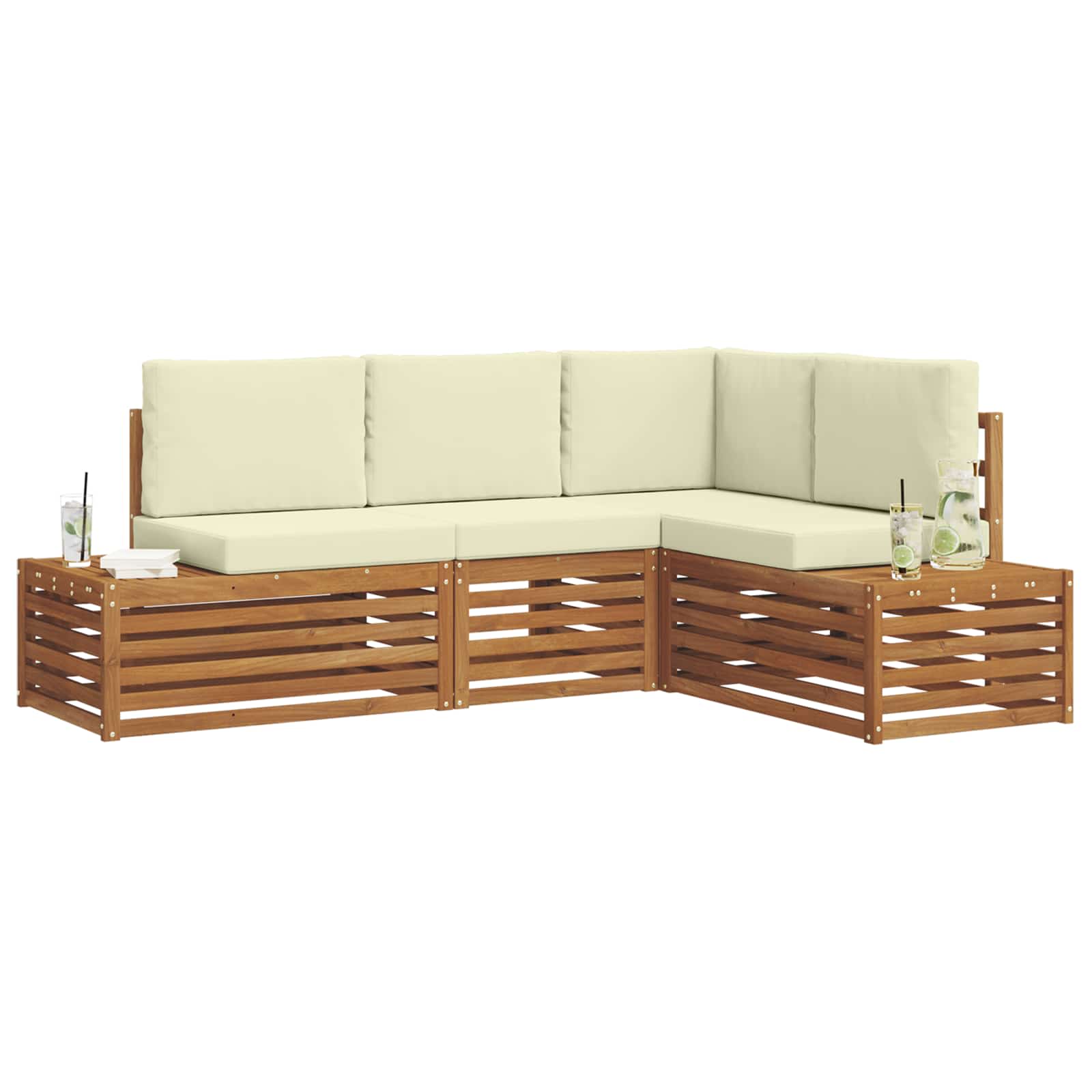 Set vanjskih sofa s jastukom 4 Komad Prirodna i krem