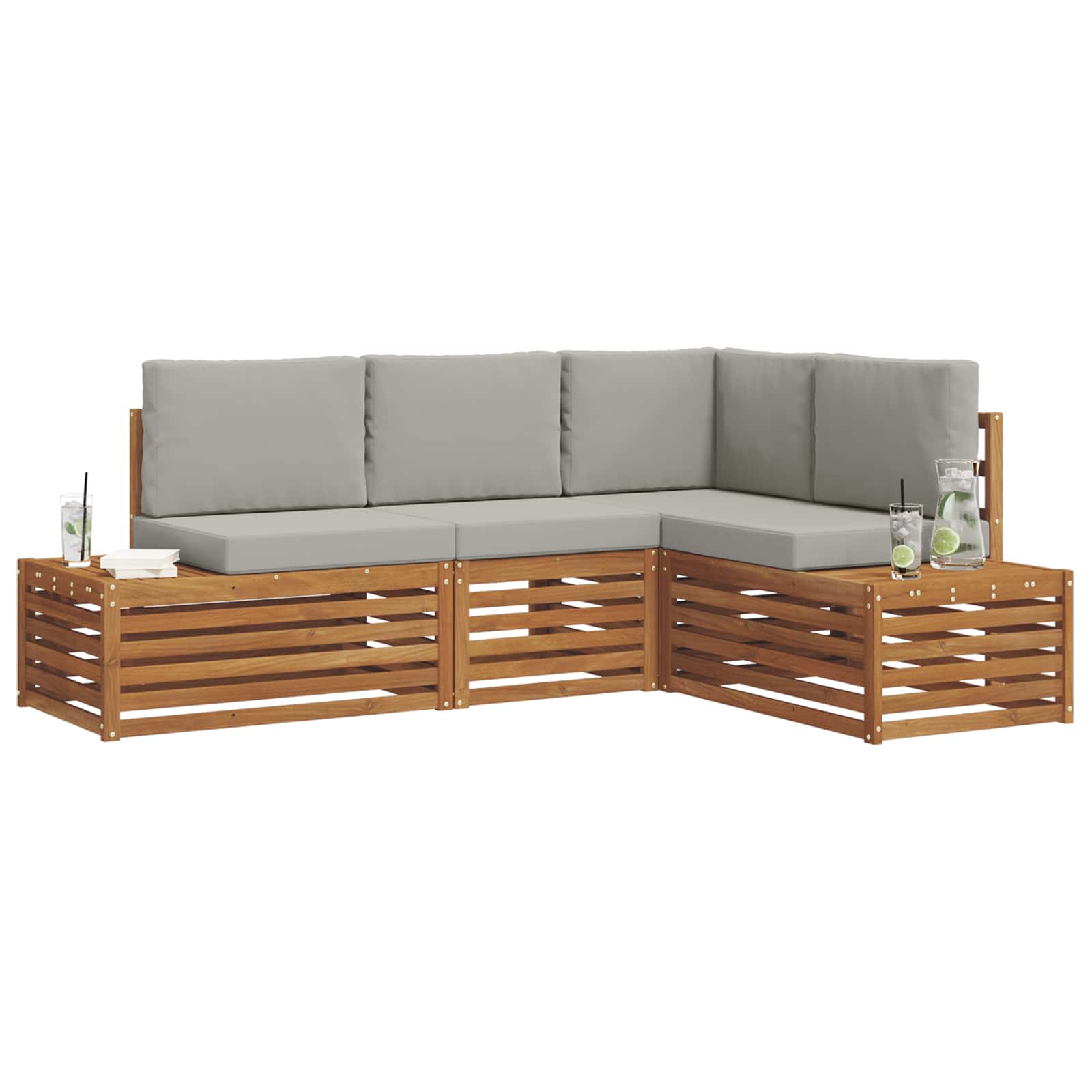 Set vanjskih sofa s jastukom 4 Komad Prirodna i svijetlo siva