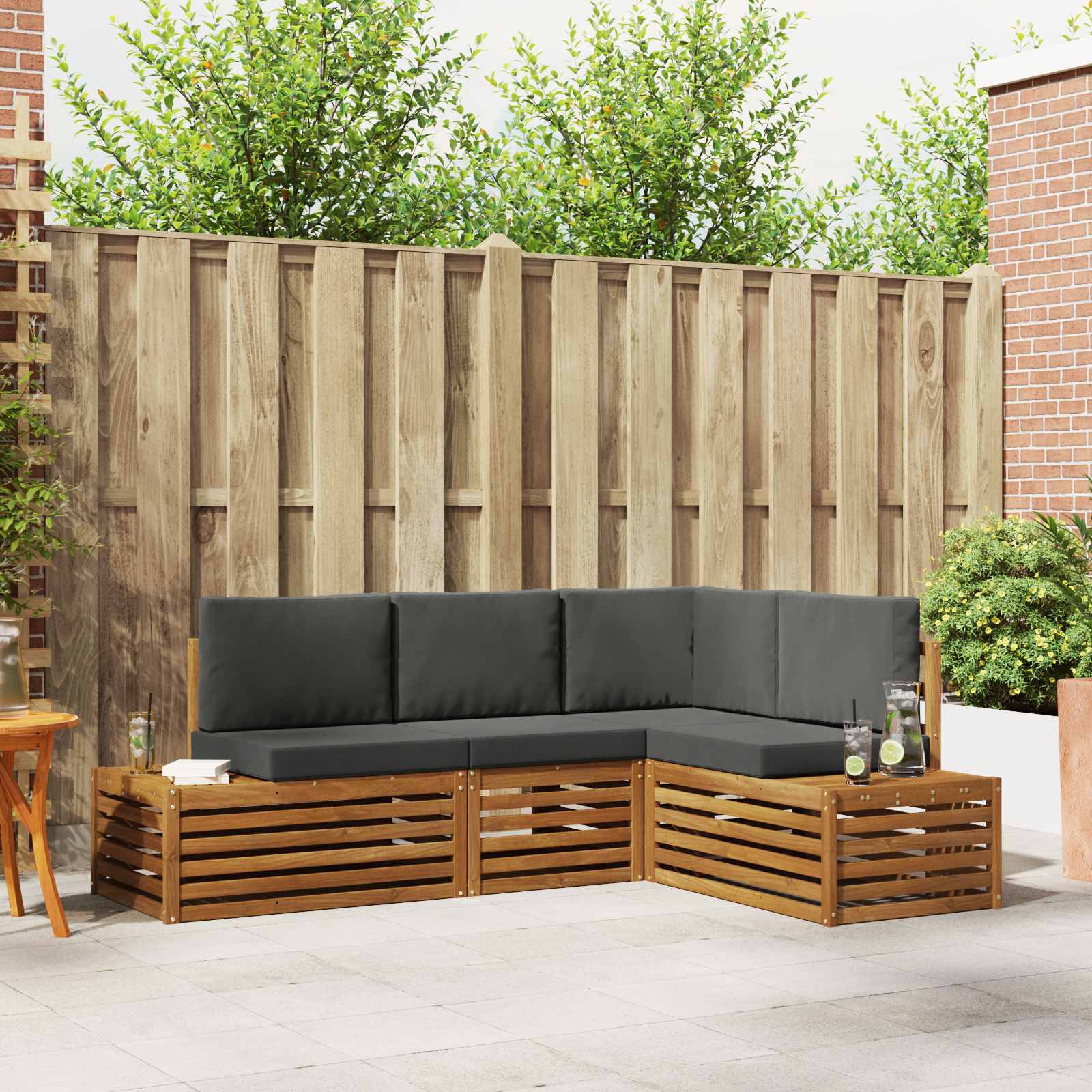 Set vanjskih sofa s jastukom 4 Komad Prirodna i antracit