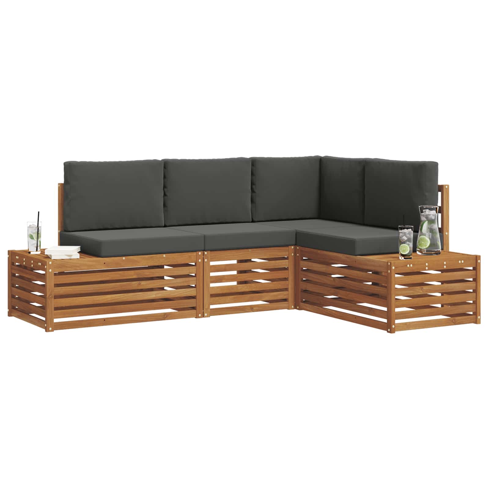 Set vanjskih sofa s jastukom 4 Komad Prirodna i antracit