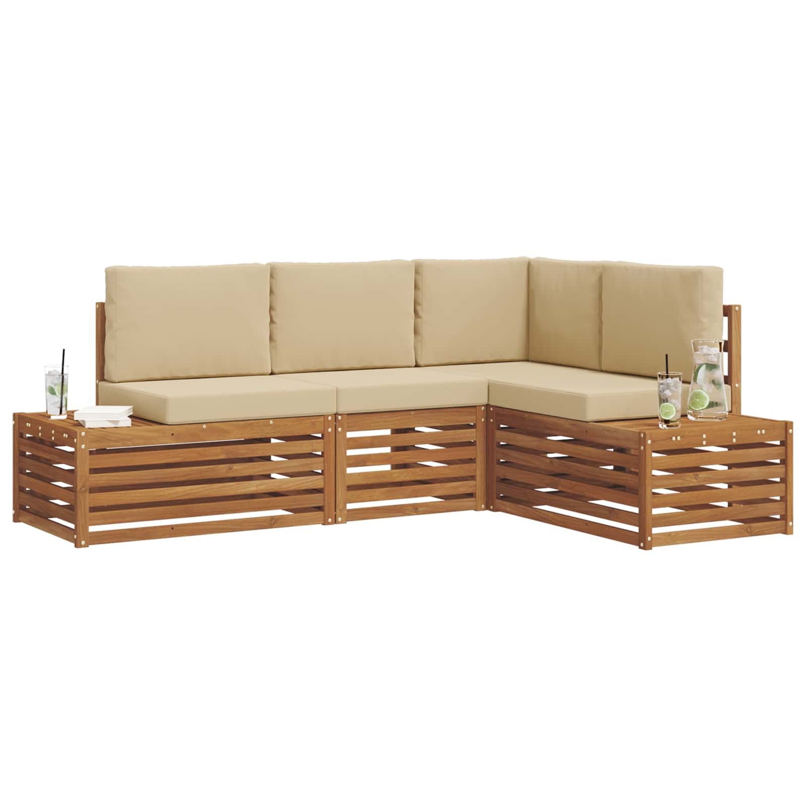Set vanjskih sofa s jastukom 4 Komad Prirodna i bež