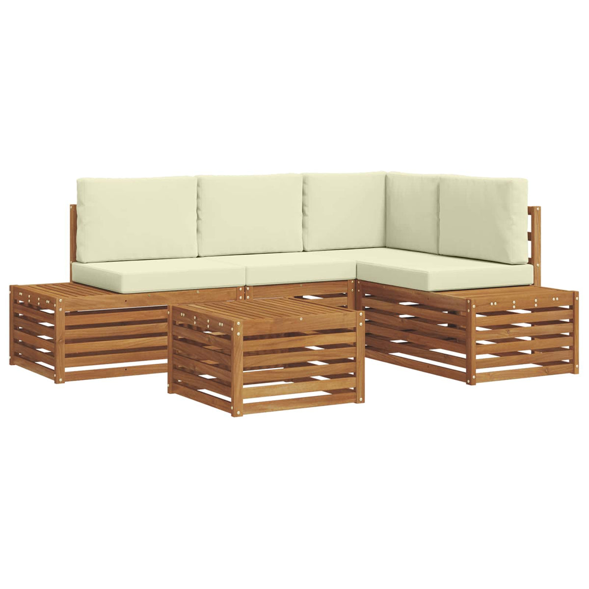 Set vanjskih sofa s jastukom Prirodna i krem 59 x 59 x 37 cm
