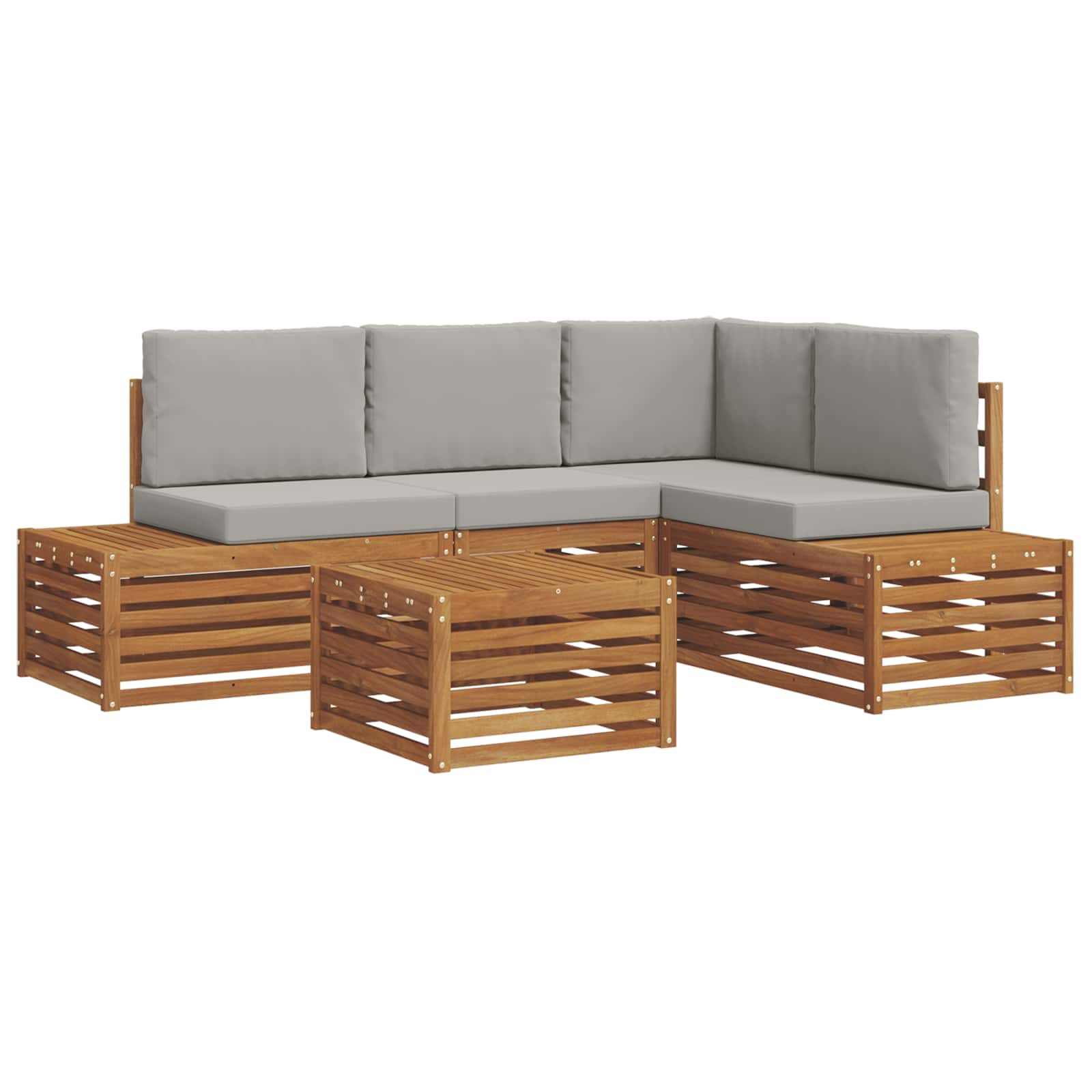 Set vanjskih sofa Prirodna i svijetlo siva 59 x 59 x 37 cm