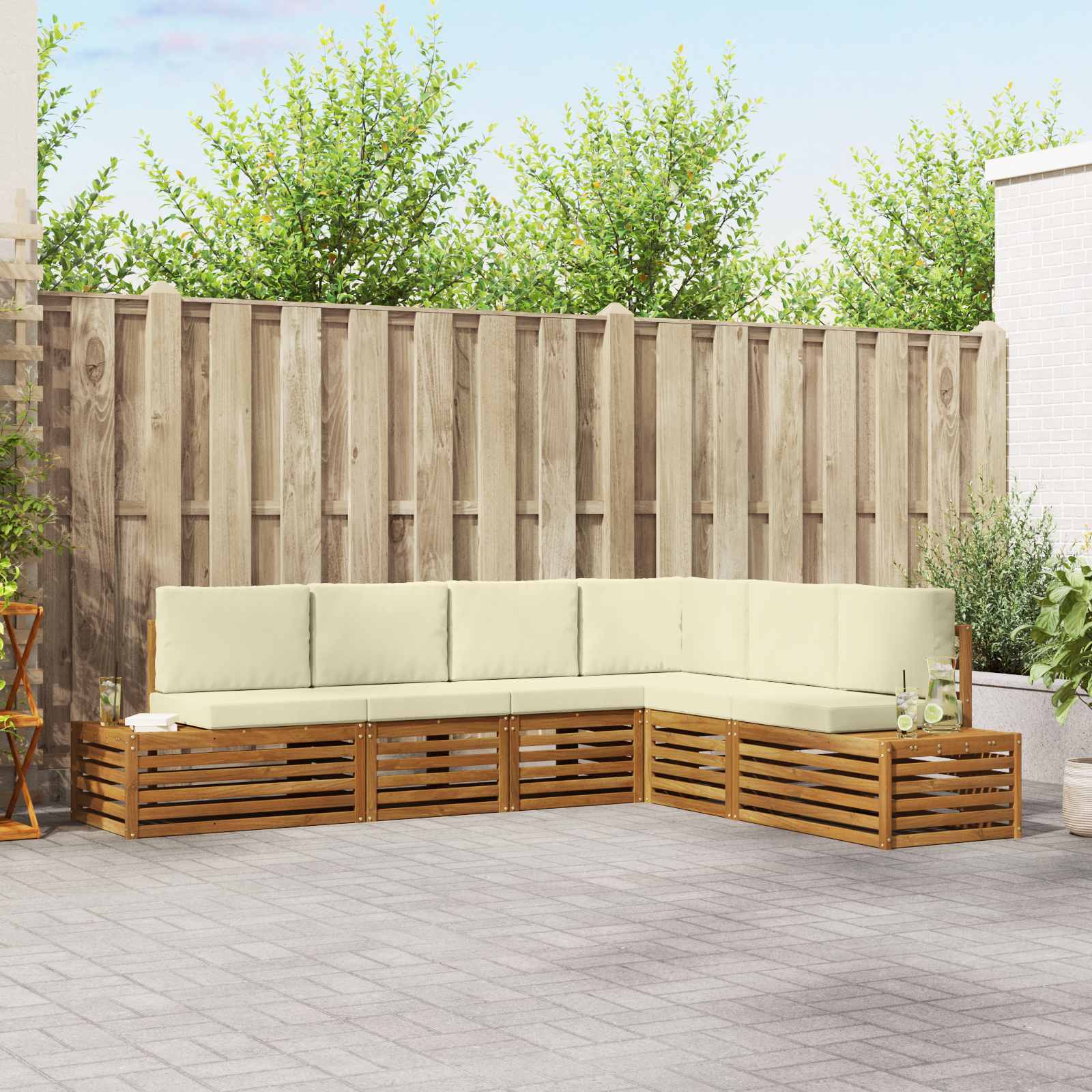 Set vanjskih sofa Prirodna i krem 273 x 213,5 x 73 cm