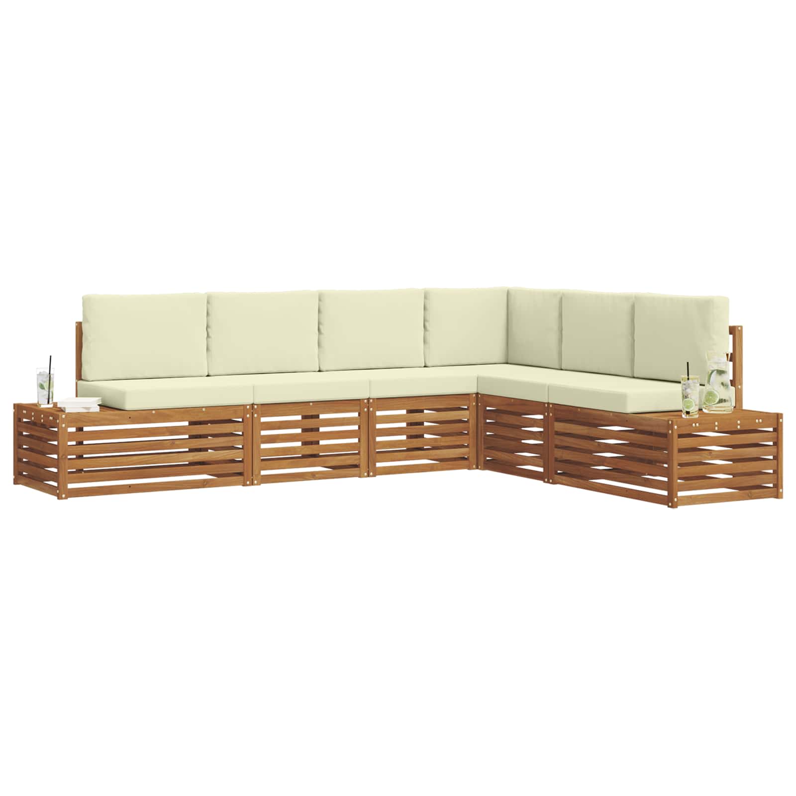 Set vanjskih sofa Prirodna i krem 273 x 213,5 x 73 cm