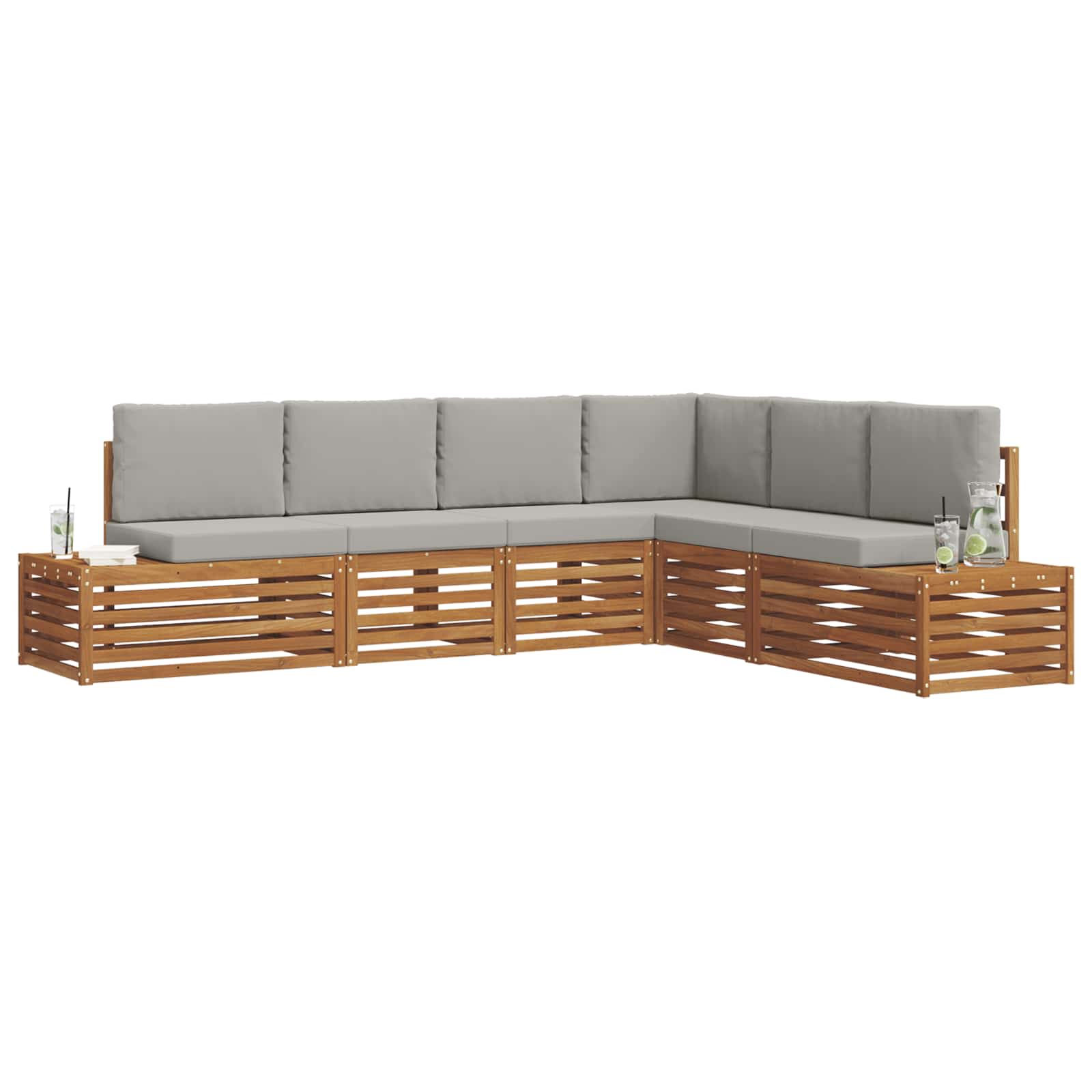 Set vanjskih sofa Prirodna i svijetlo siva 273 x 213,5 x 73 cm