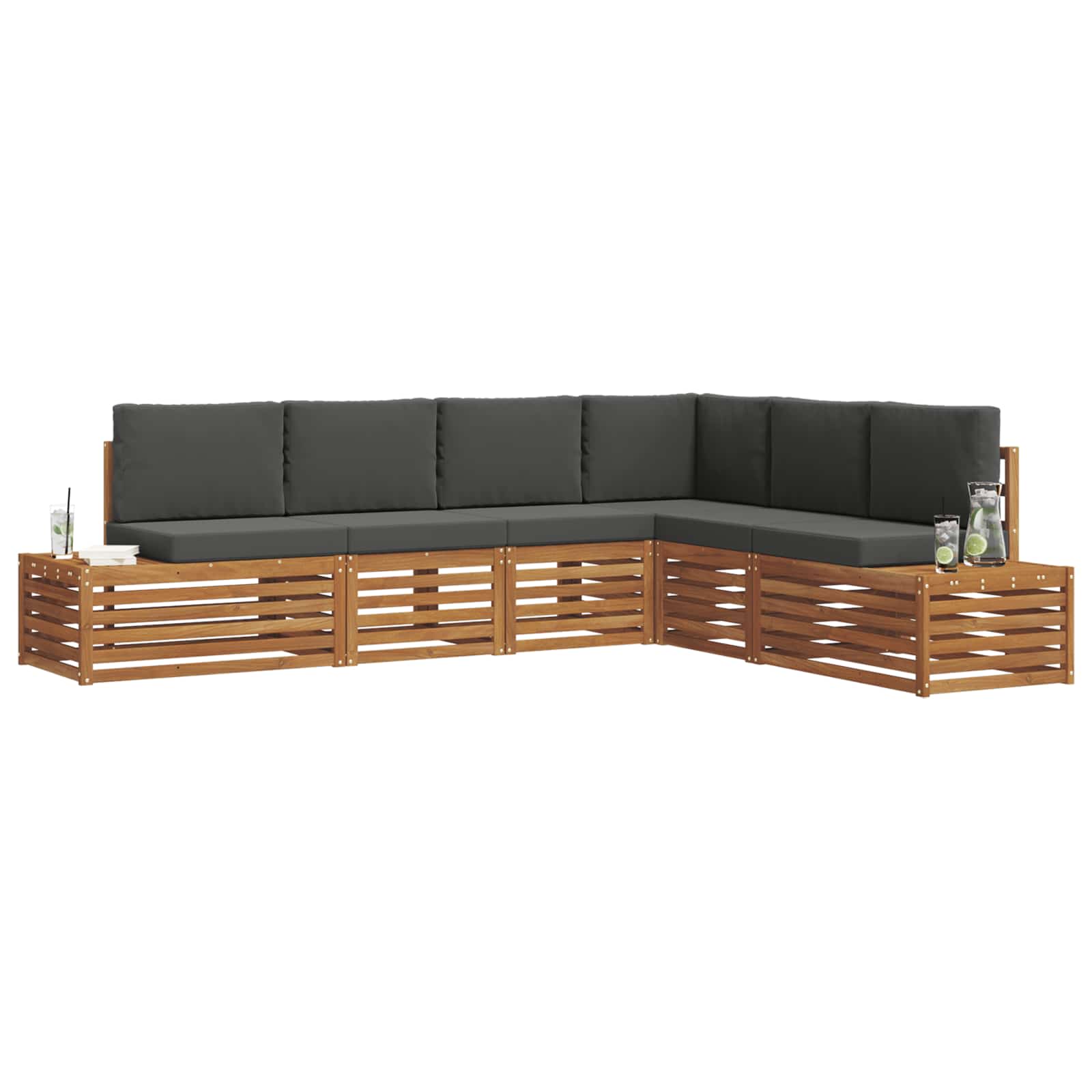 Set vanjskih sofa Prirodna i antracit 273 x 213,5 x 73 cm