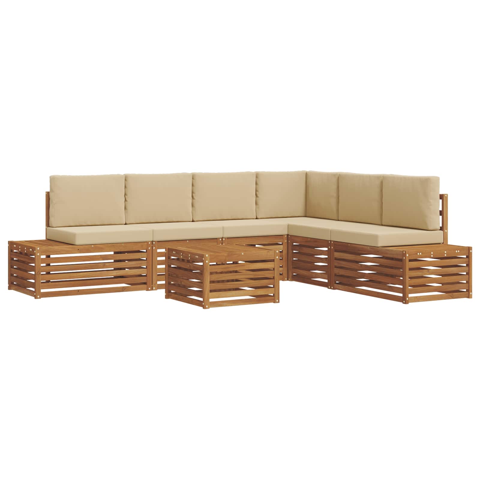 Set vanjskih sofa s jastukom 7 Komad Prirodna i bež