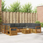 Setovi sofa 10 pcs Prirodna i antracit Čvrsto drvo akacije
