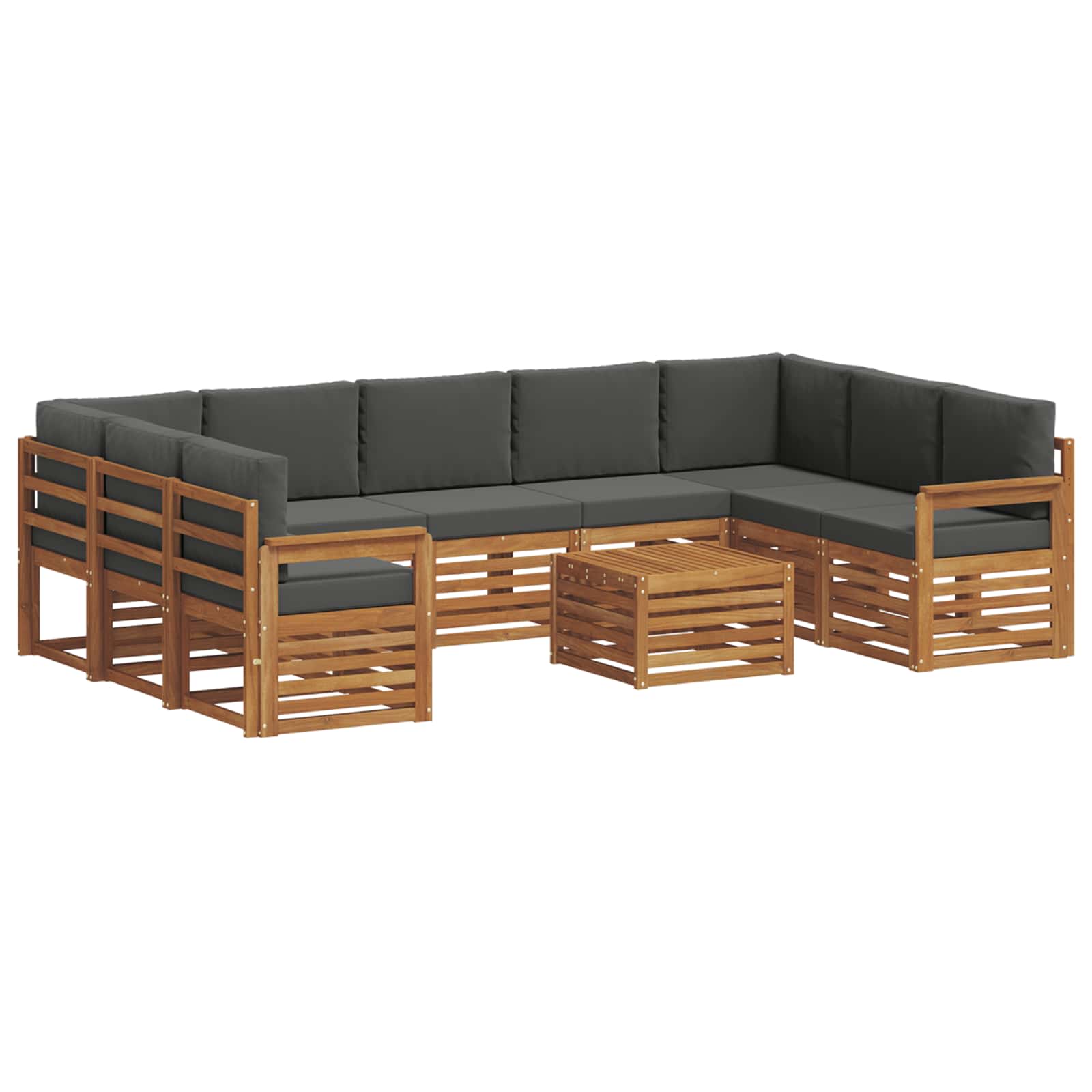 Setovi sofa 10 pcs Prirodna i antracit Čvrsto drvo akacije