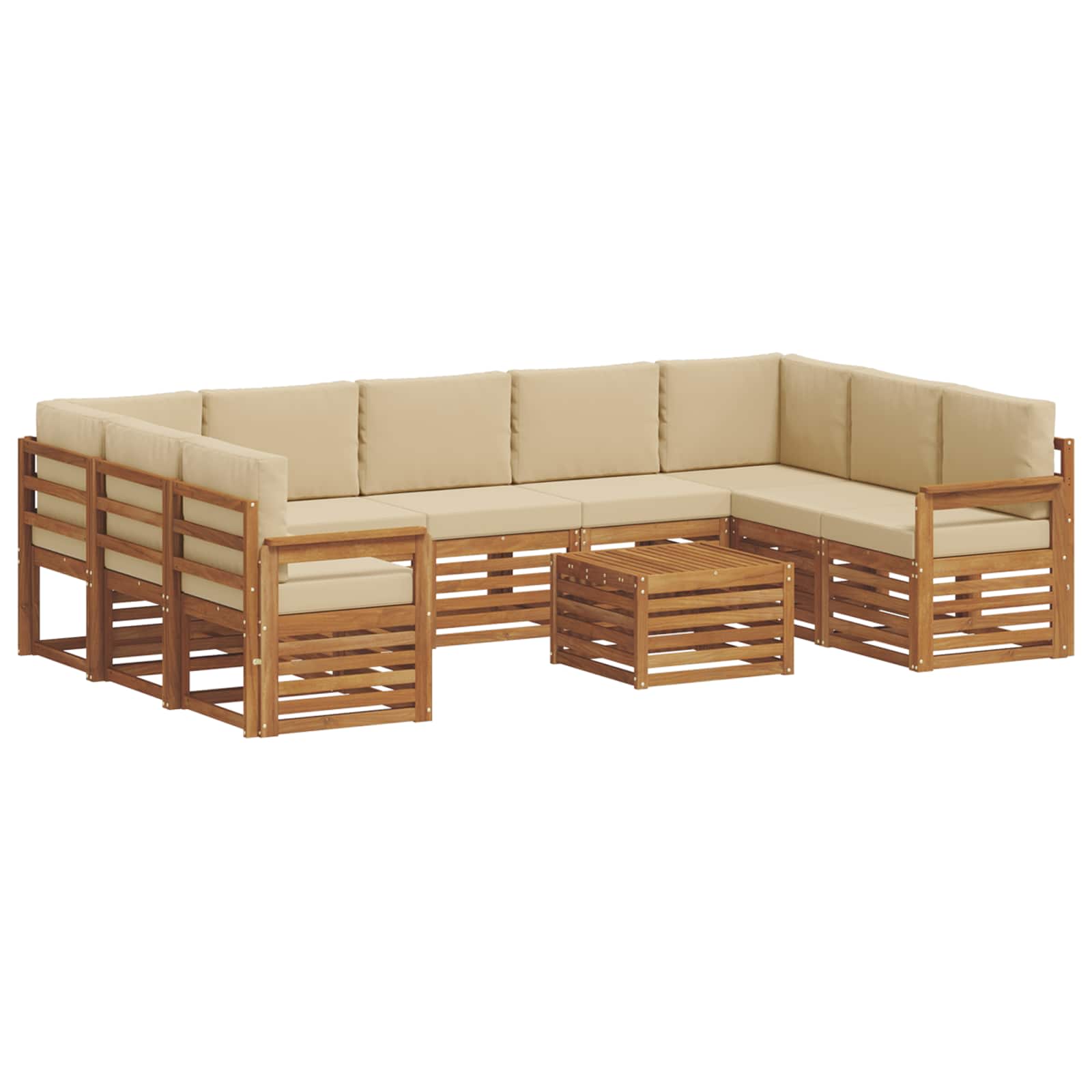 Setovi sofa 10 pcs Prirodna i bež Čvrsto drvo akacije