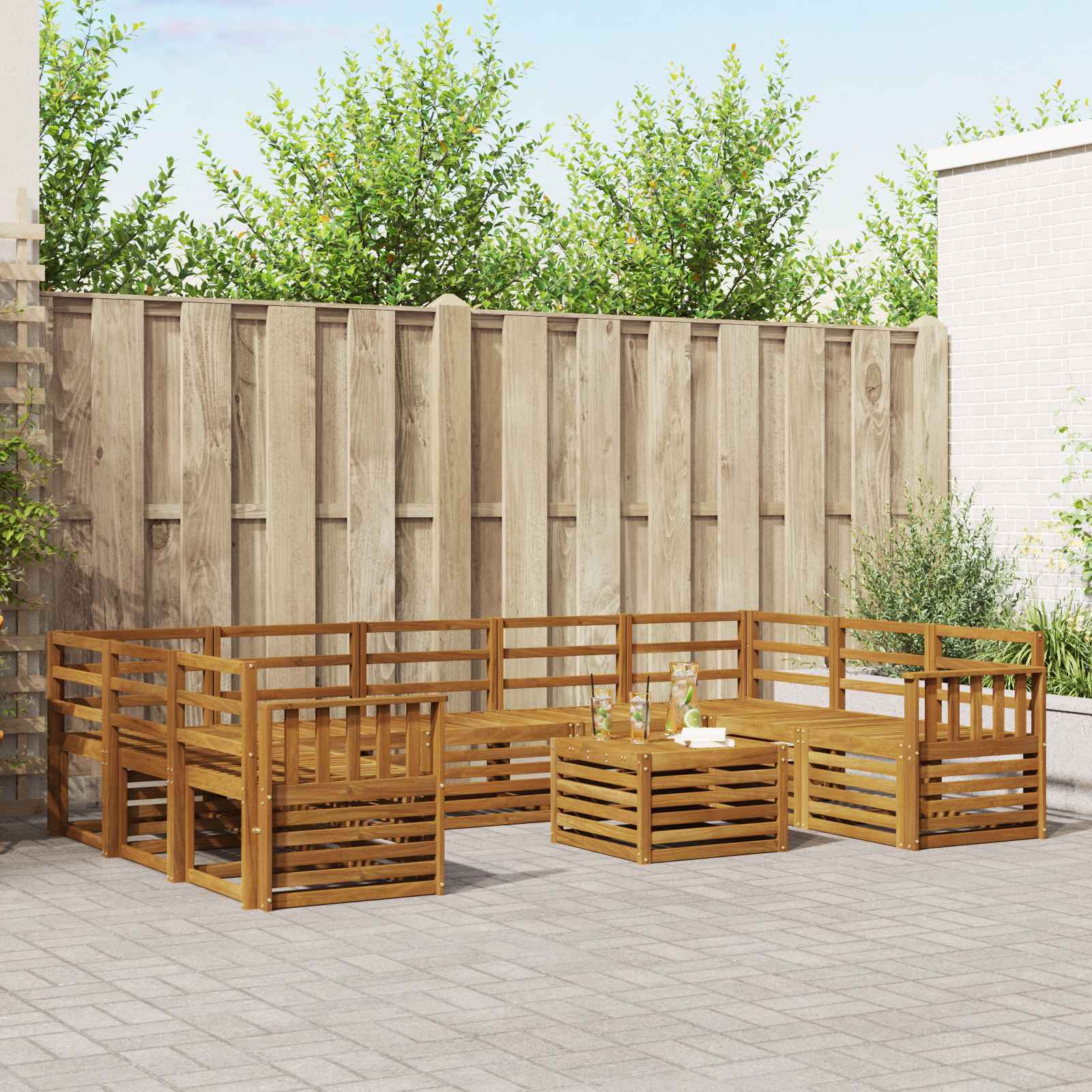 Set vanjskih sofa 10 kom. Prirodna