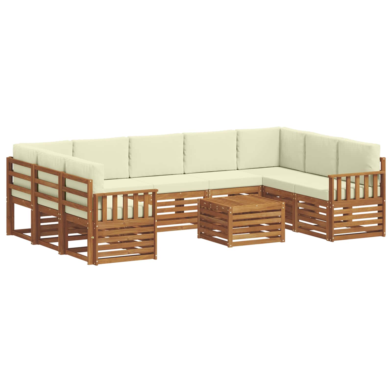 Setovi sofa 10 pcs Prirodna i krem Čvrsto drvo akacije