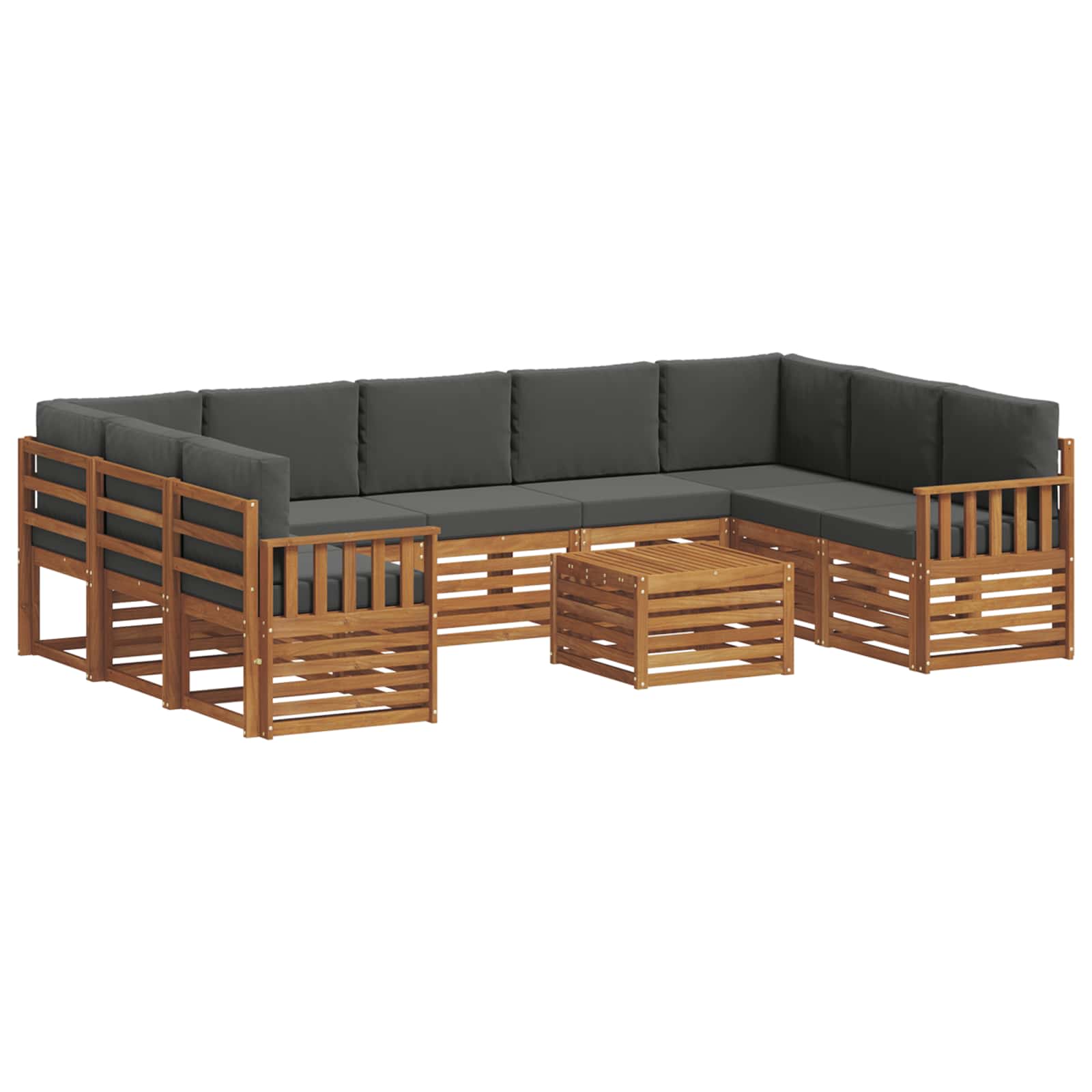 Setovi sofa 10 pcs Prirodna i antracit Čvrsto drvo akacije