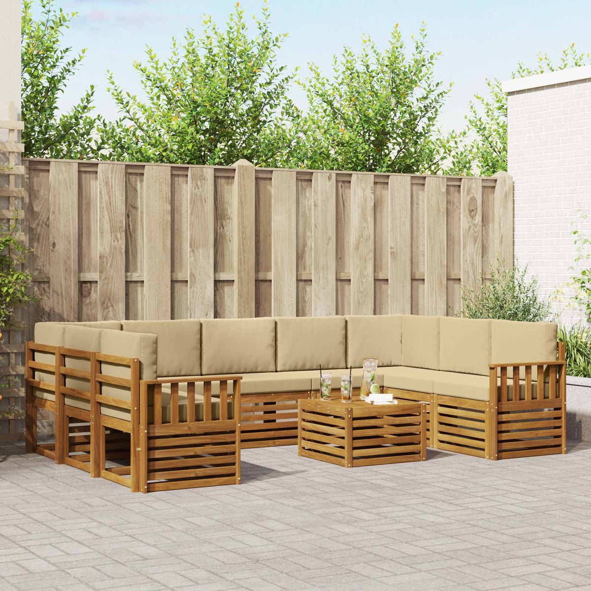 Set vanjskih sofa 10 kom. Prirodna i bež